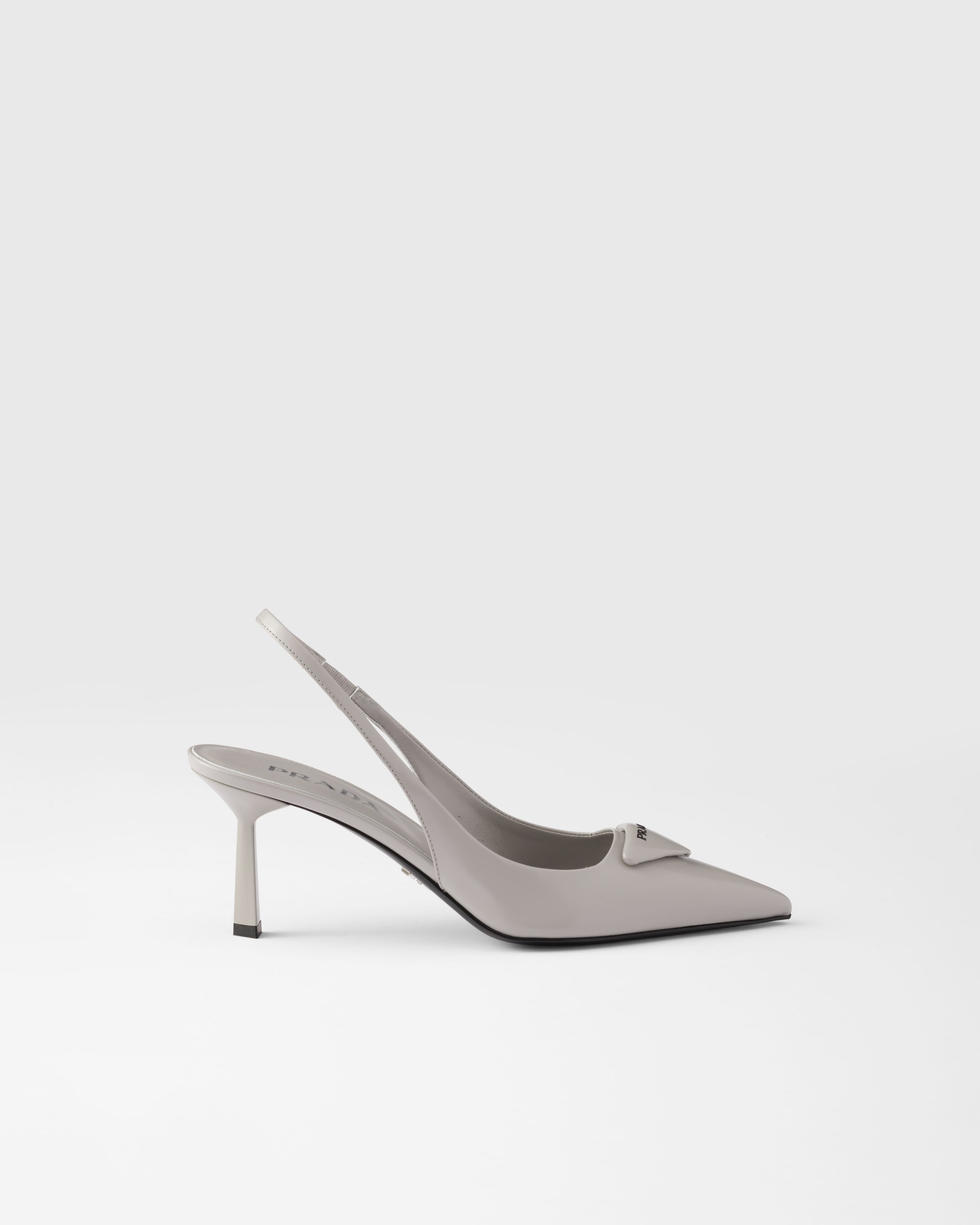 Prada Brushed Leather Slingback Pumps In Granitgrau