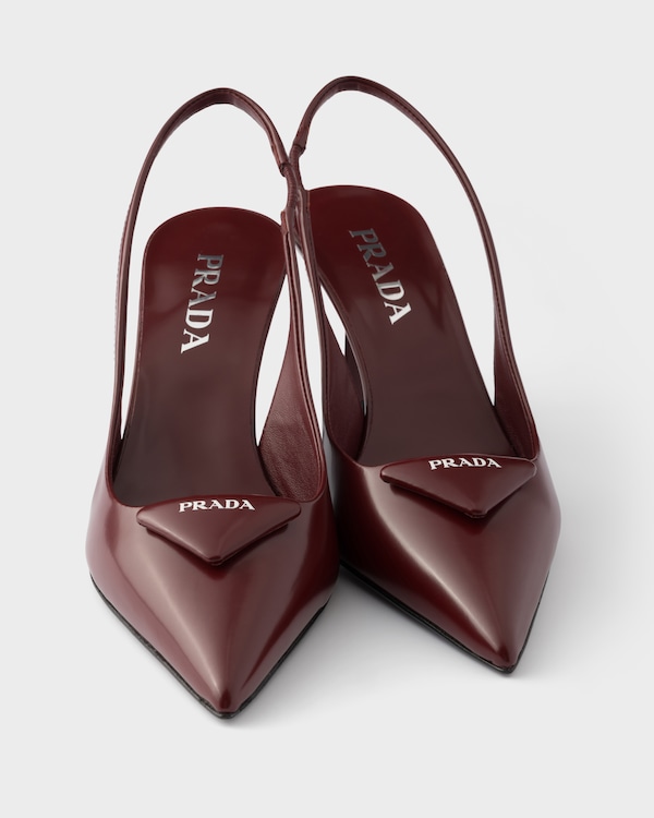 Brushed leather slingback pumps - Crimson Brushed leather slingback pumps - Crimson