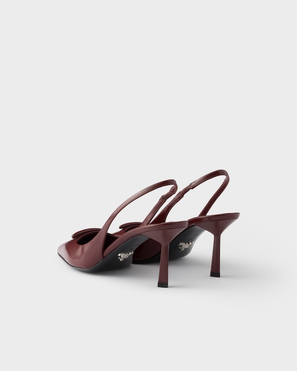 Brushed leather slingback pumps - Crimson Brushed leather slingback pumps - Crimson