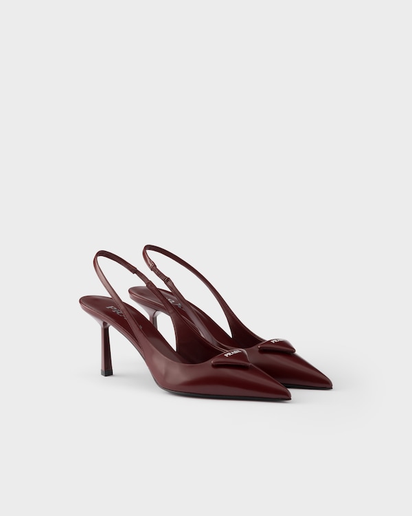 Brushed leather slingback pumps - Crimson Brushed leather slingback pumps - Crimson