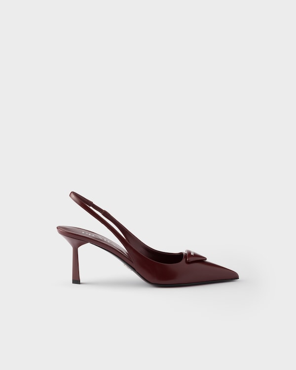 Brushed leather slingback pumps - Crimson Brushed leather slingback pumps - Crimson