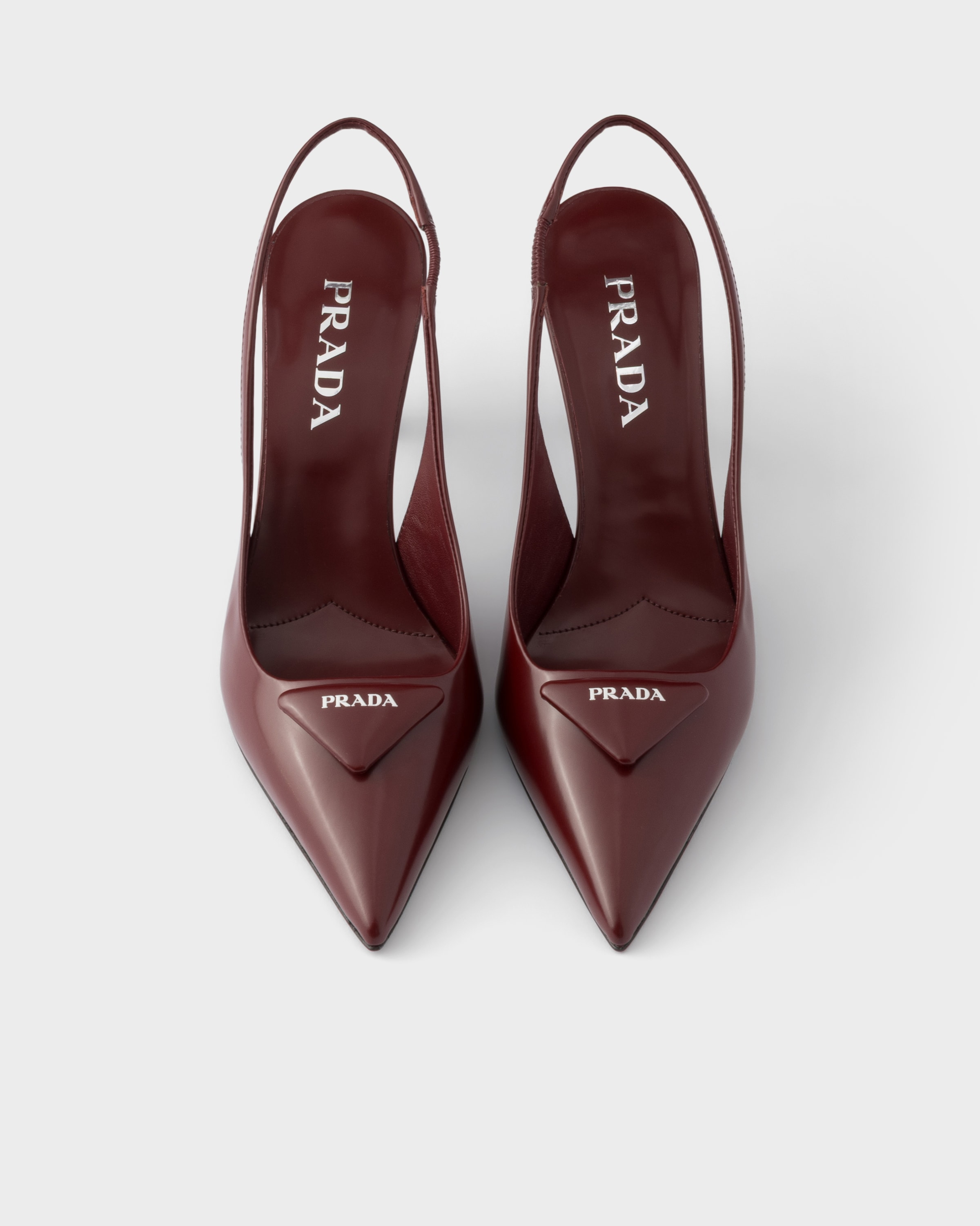 Crimson Brushed Leather Slingback Pumps | PRADA - United States