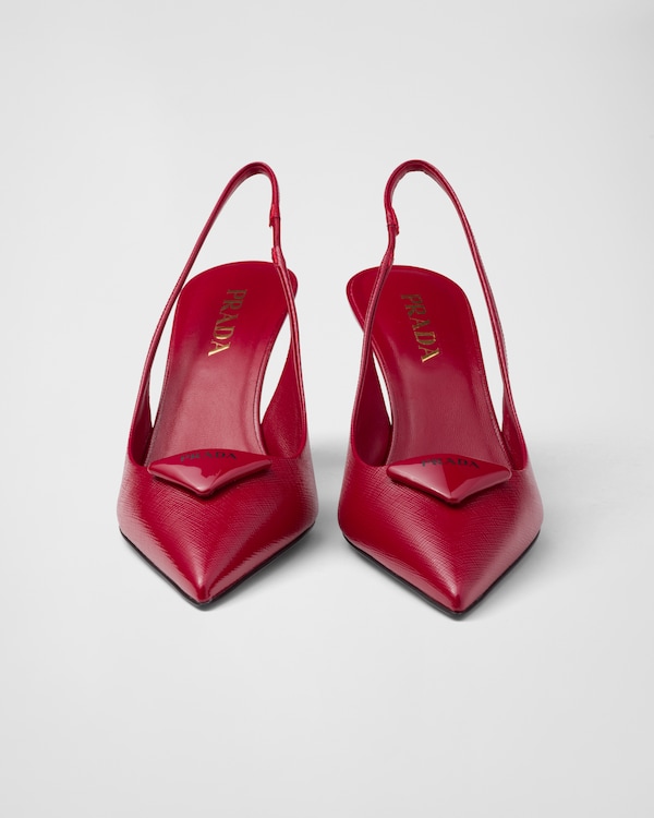 Saffiano patent leather slingback pumps Saffiano patent leather slingback pumps
