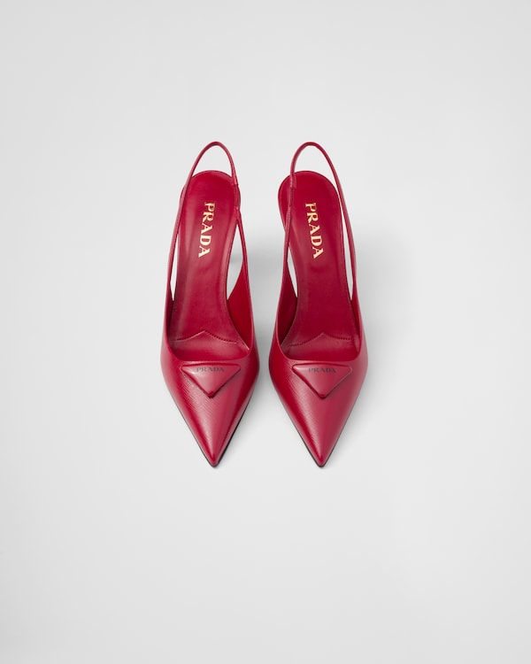 Saffiano patent leather slingback pumps Saffiano patent leather slingback pumps