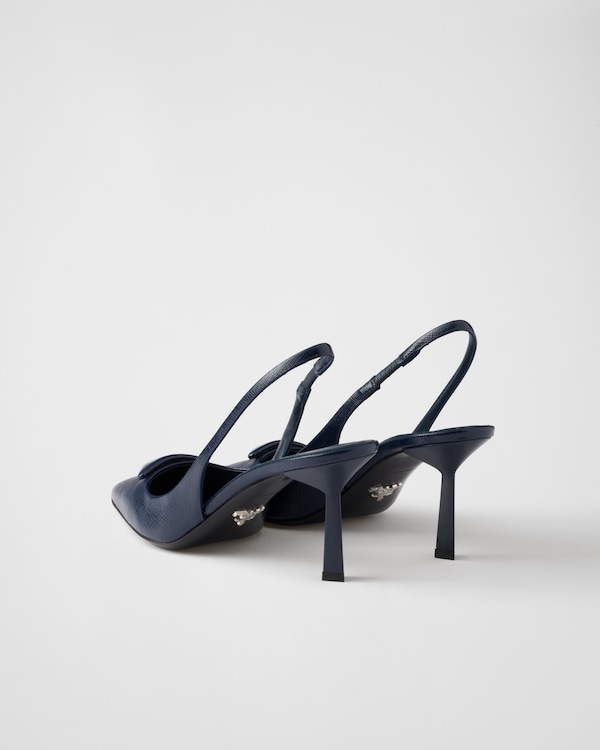 Escarpins à bride arrière en cuir Saffiano verni Escarpins à bride arrière en cuir Saffiano verni