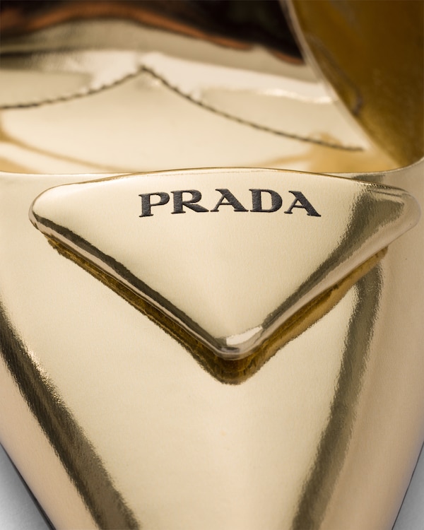 Metallic leather slingback pumps - Platinum Metallic leather slingback pumps - Platinum