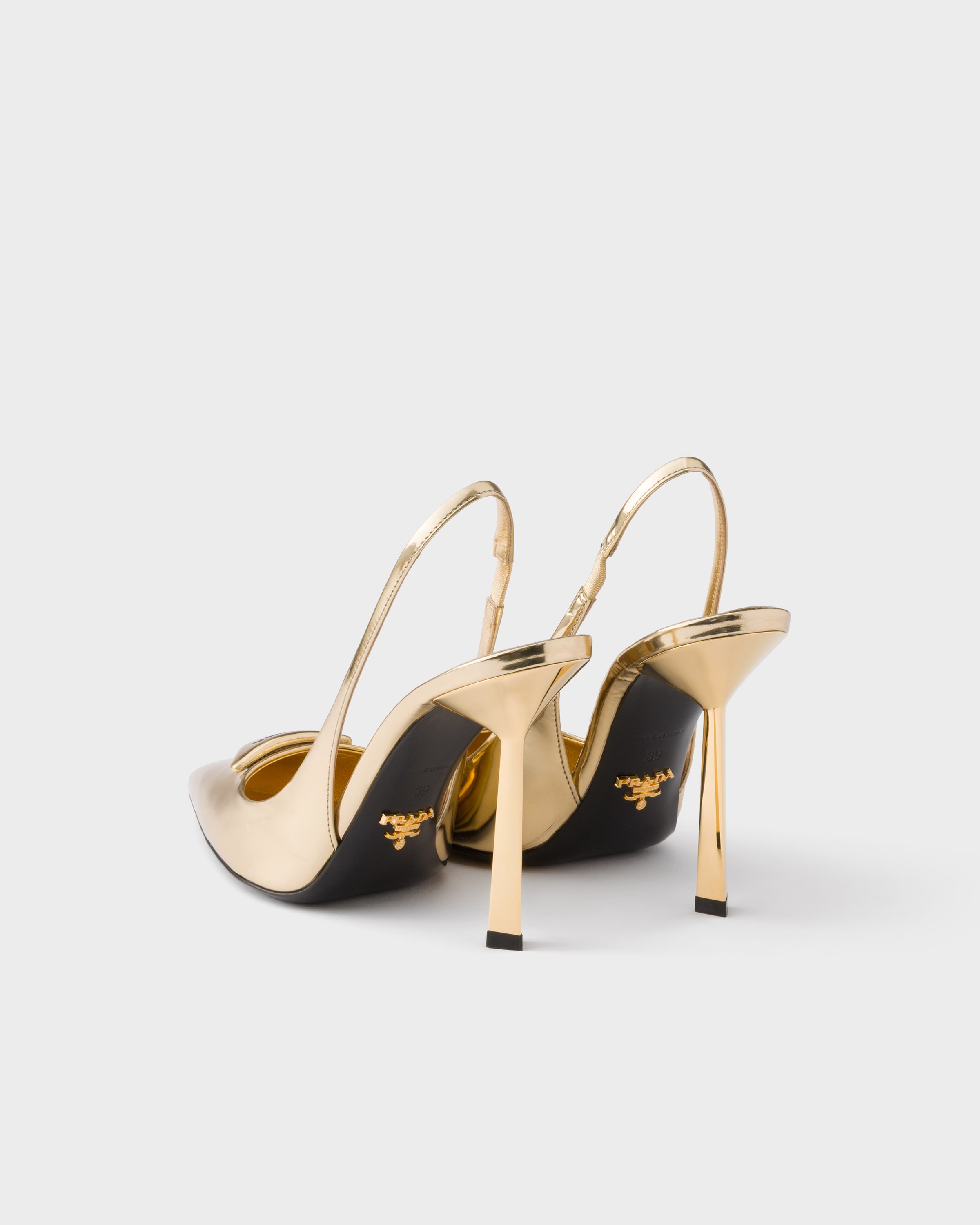 Platinum Metallic Leather Slingback Pumps | PRADA