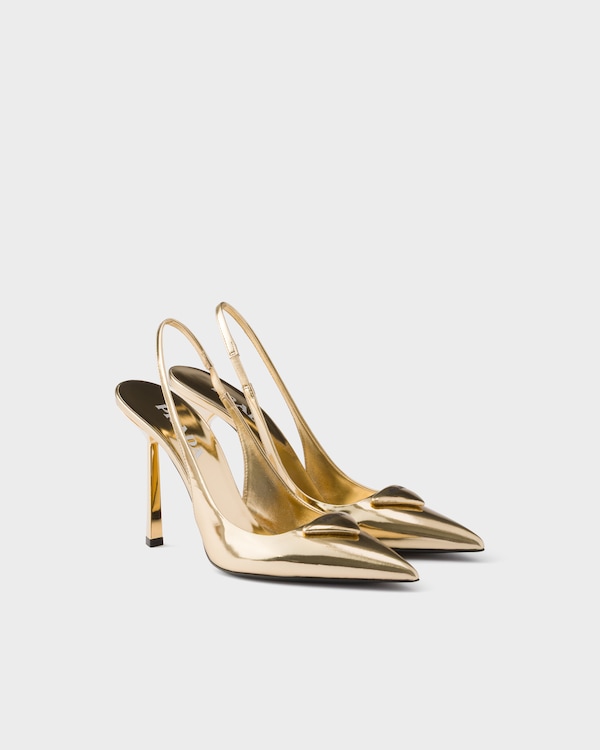 Metallic leather slingback pumps - Platinum Metallic leather slingback pumps - Platinum