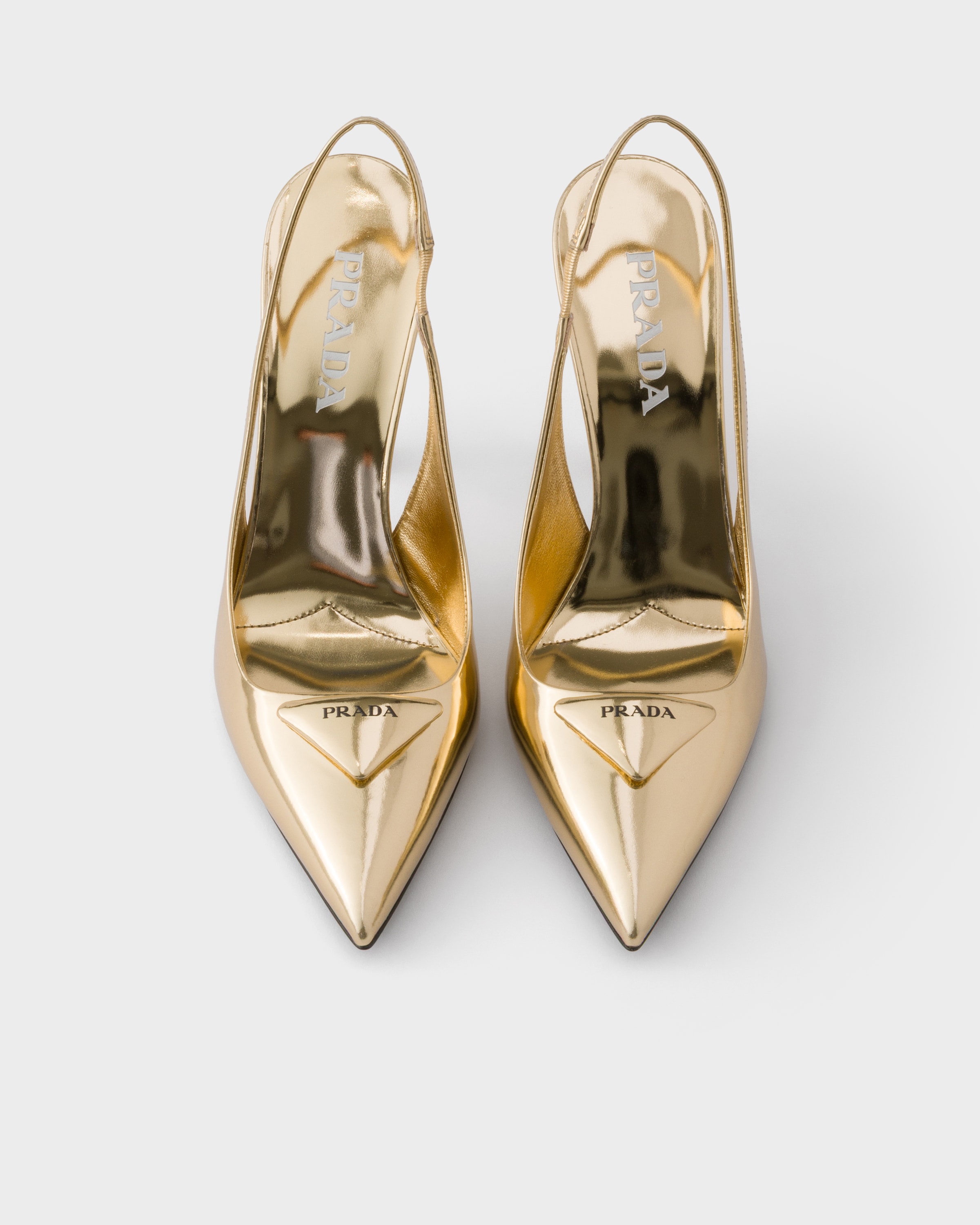 Platinum Metallic leather slingback pumps | PRADA - United States