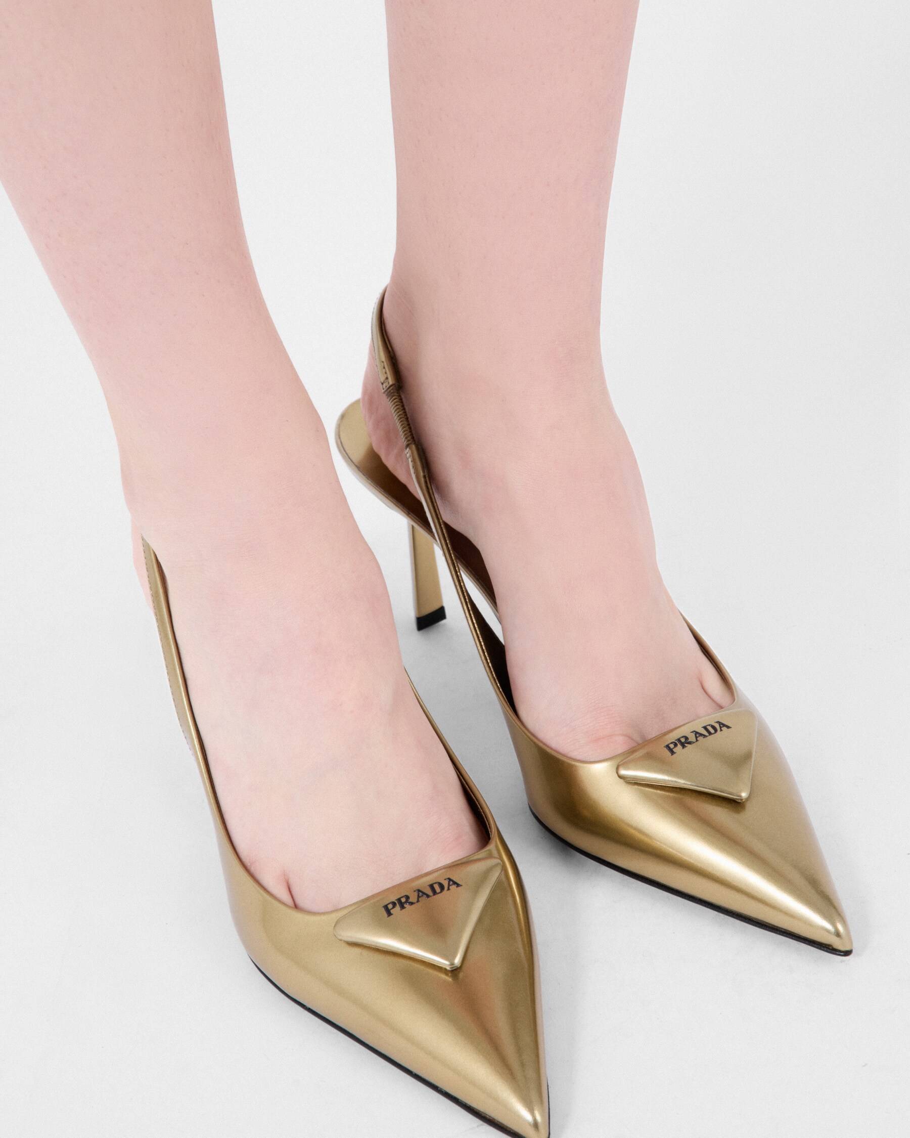 PRADA 26S PUMPS 55MM IN GOLD CALFSKIN