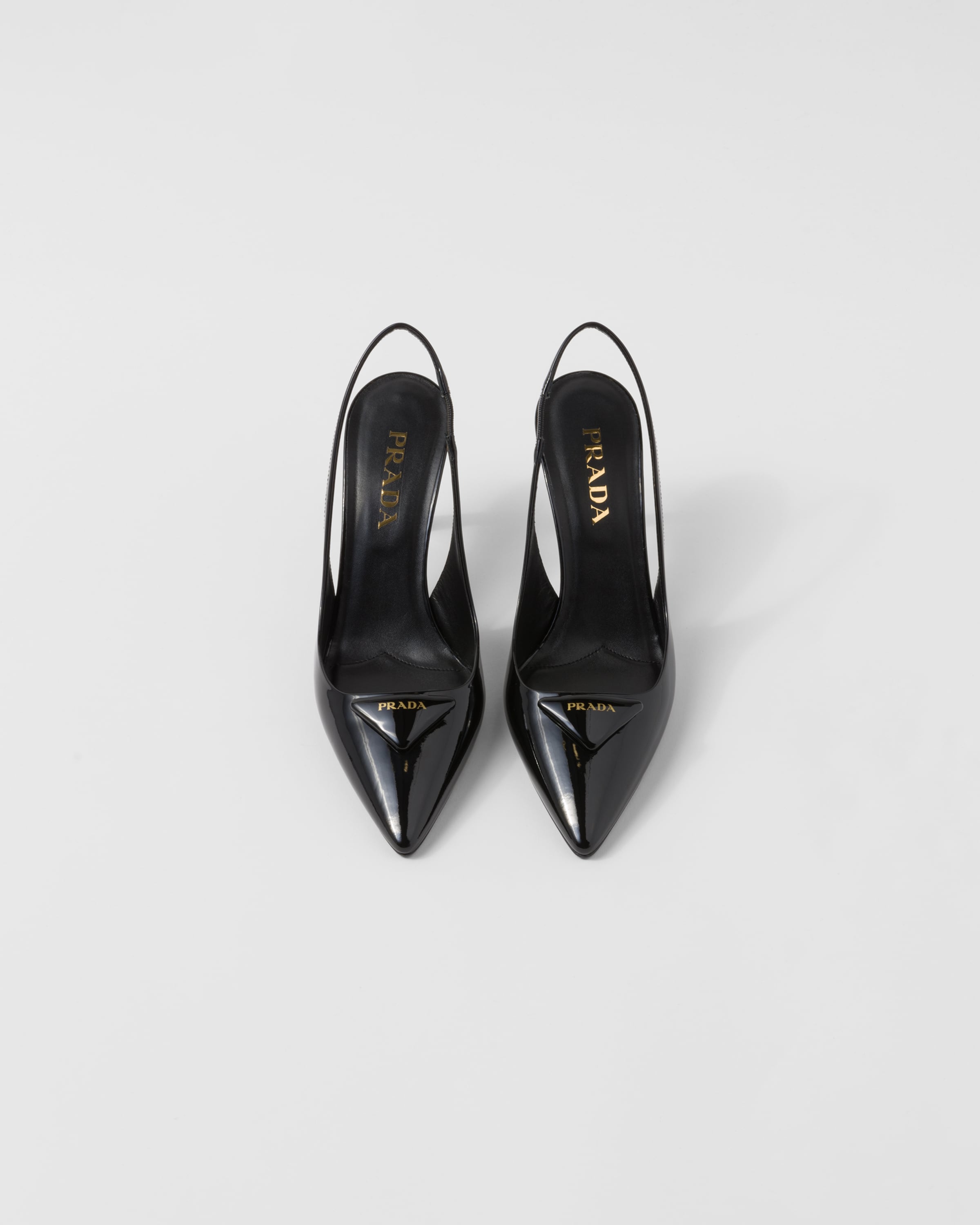 Patent leather slingback pumps