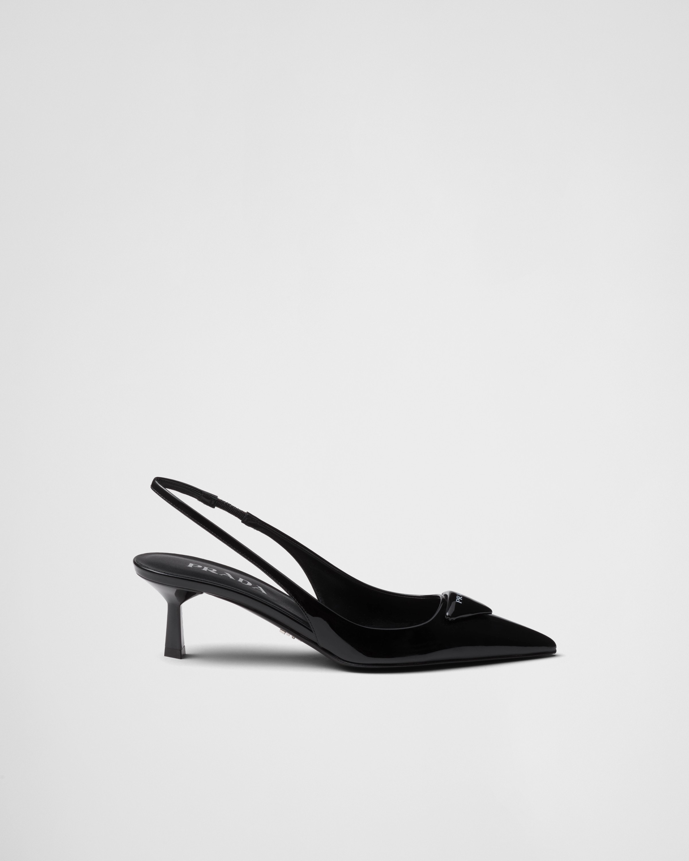 Black Patent Leather Slingback Pumps PRADA