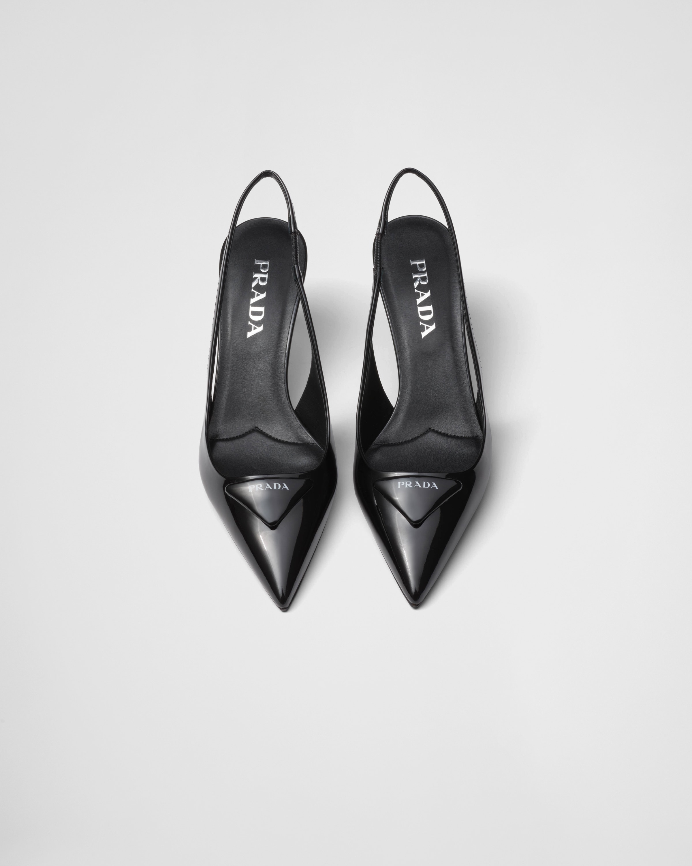 Black Patent Leather Slingback Pumps PRADA