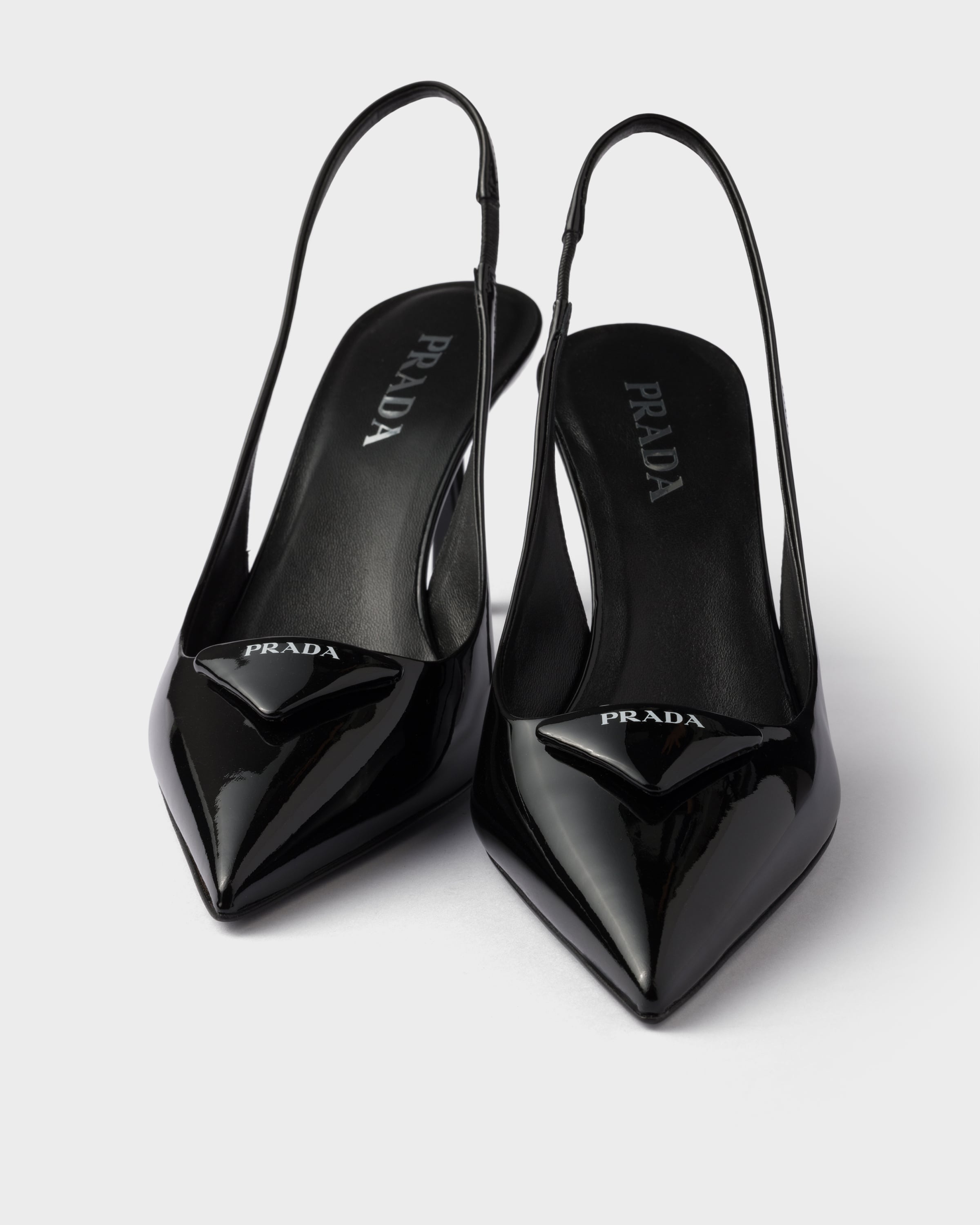 Black Patent leather slingback pumps | PRADA