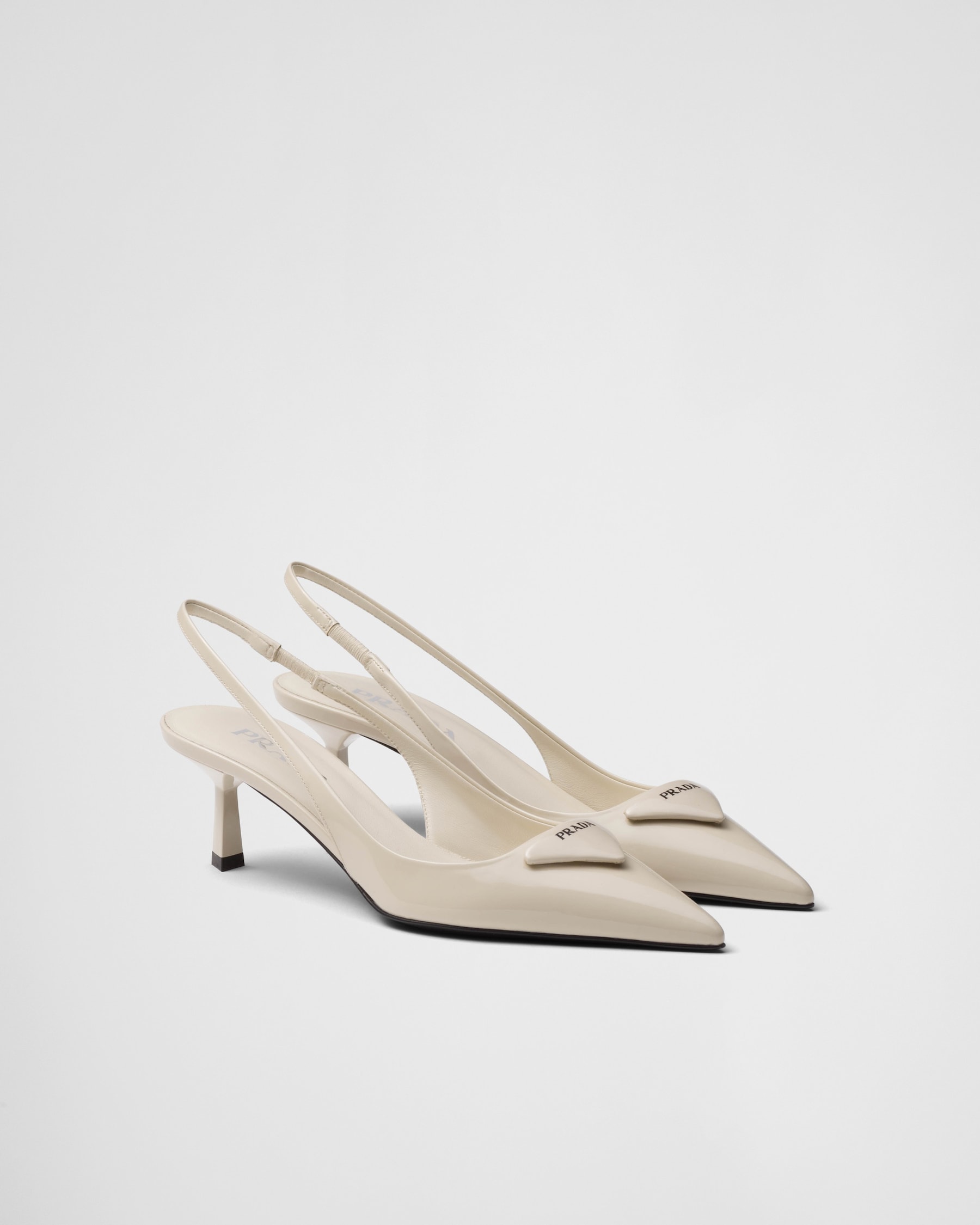 PRADA Size 7 Navy Leather Buckle Slingback Pumps