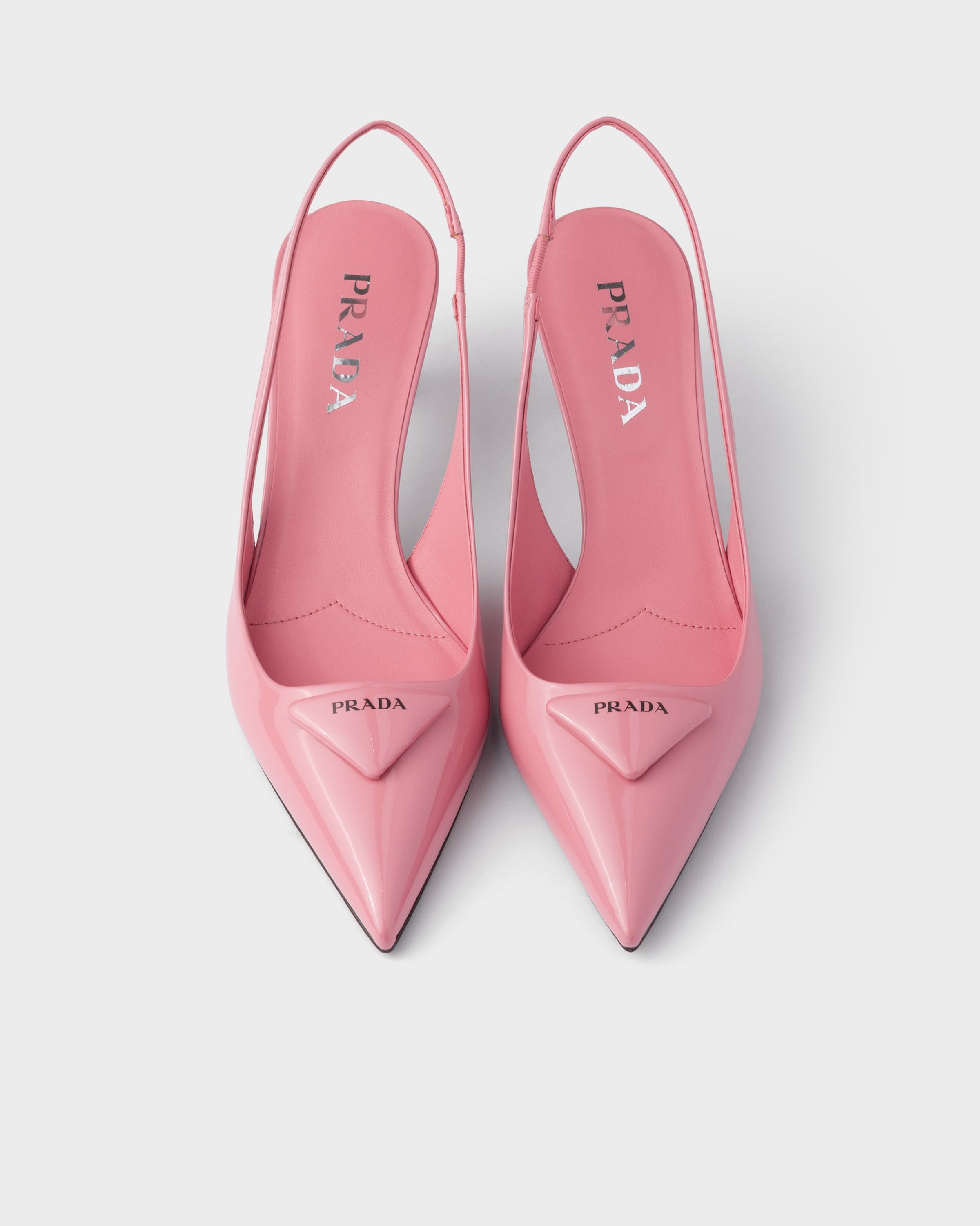 Pumps slingback em couro envernizado Rosa Pétala | PRADA - Brasil