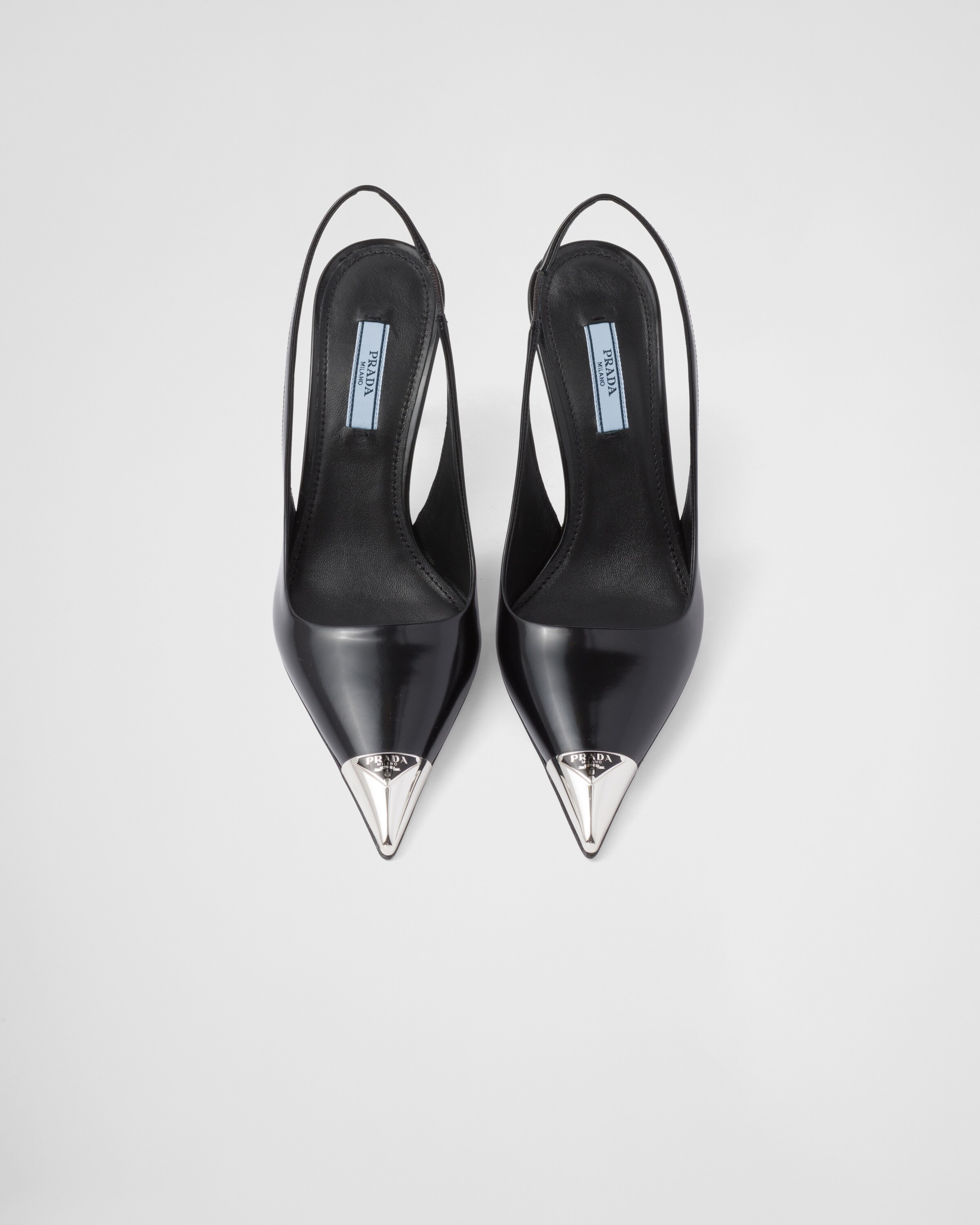 Black Brushed leather slingback pumps | Prada