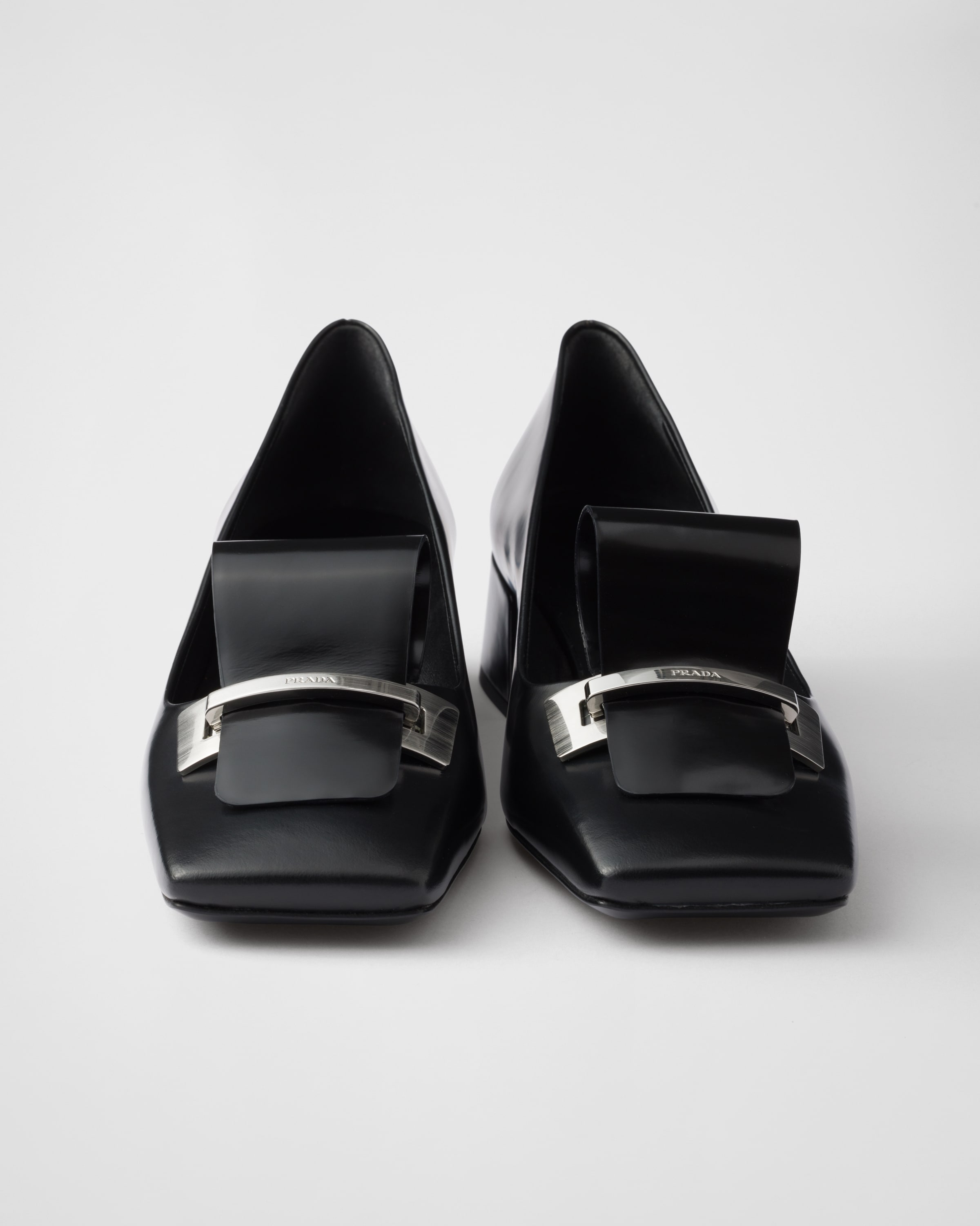 Black Brushed Leather Pumps | PRADA