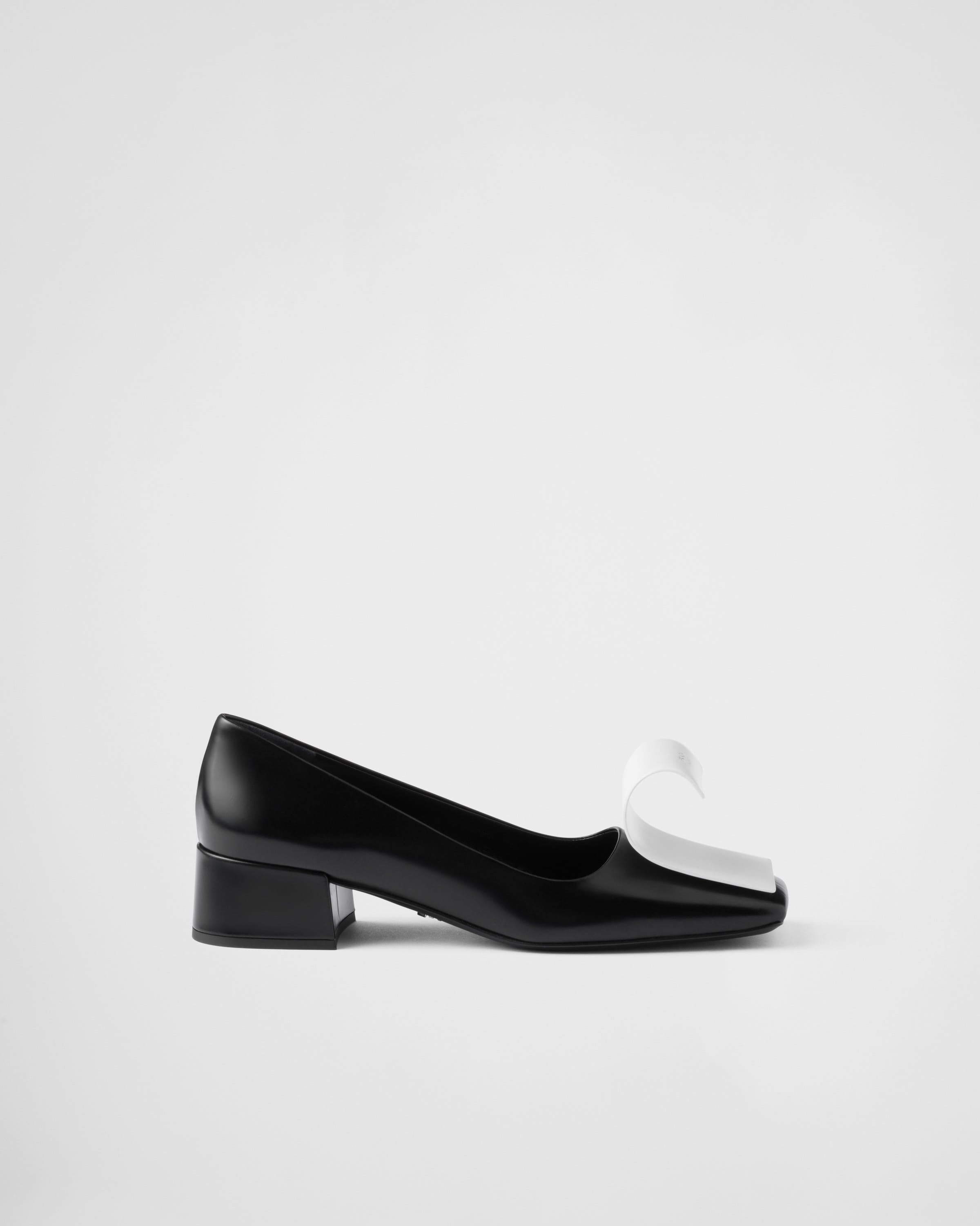 Black/white Two-tone Brushed Leather Pumps | PRADA