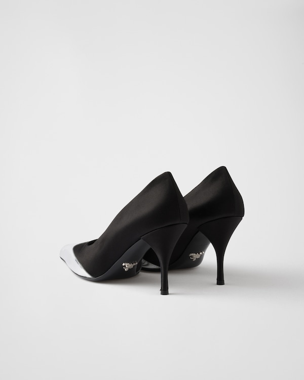 Décolleté in raso e pelle metallizzata Décolleté in raso e pelle metallizzata