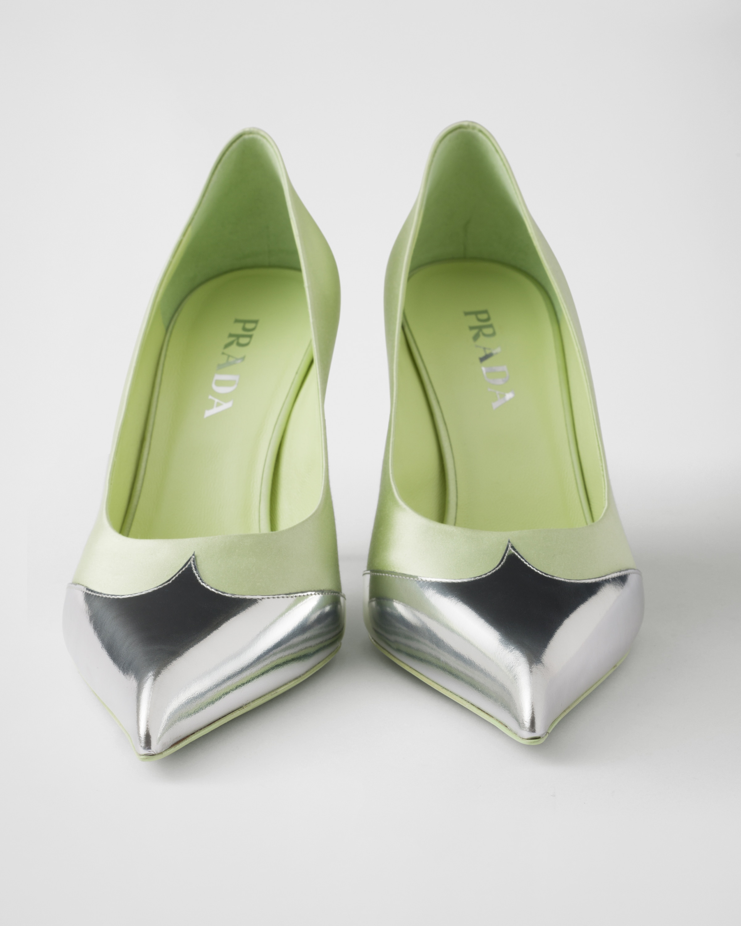 Dew Satin and metallic leather pumps | PRADA