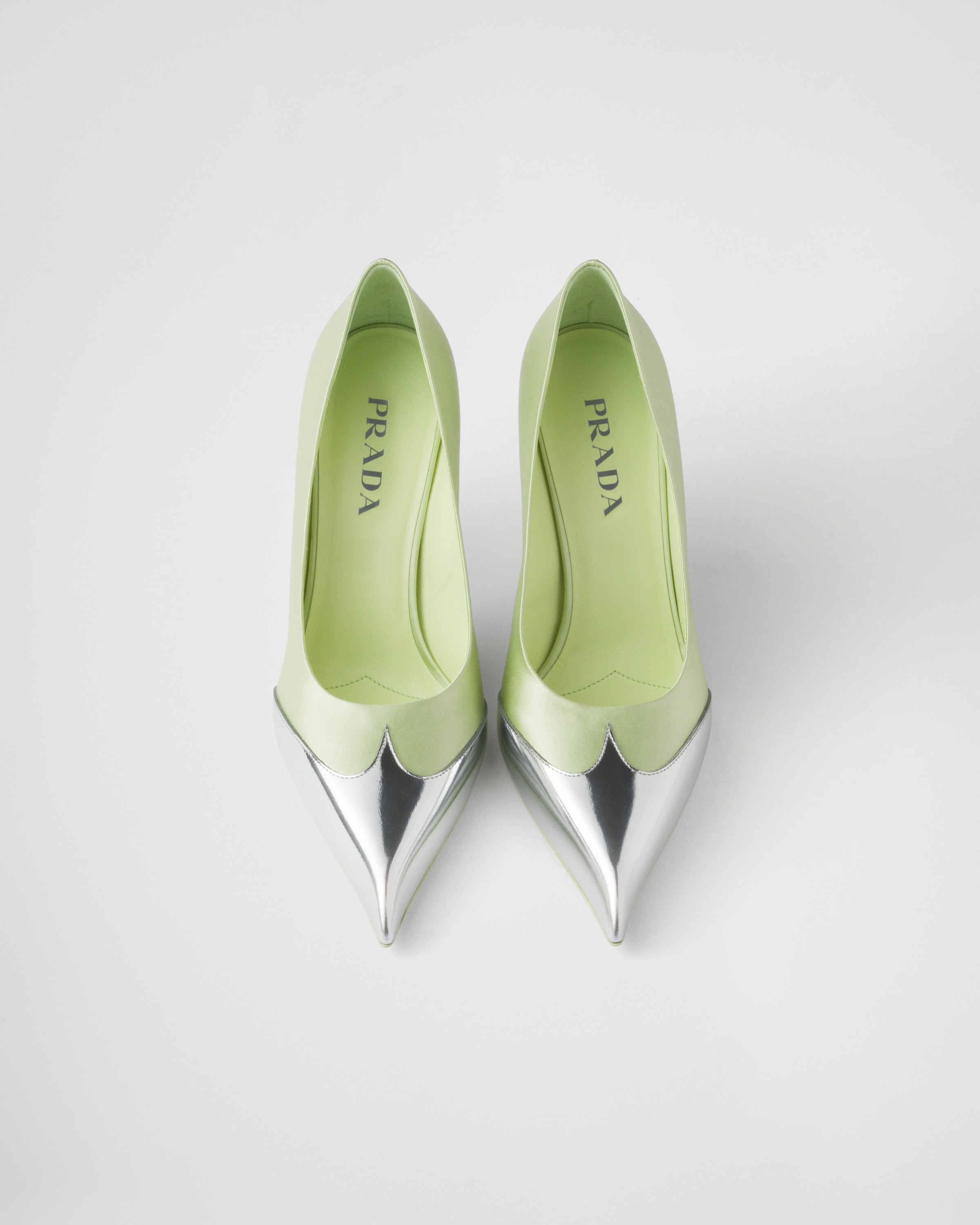 Dew Satin And Metallic Leather Pumps | PRADA