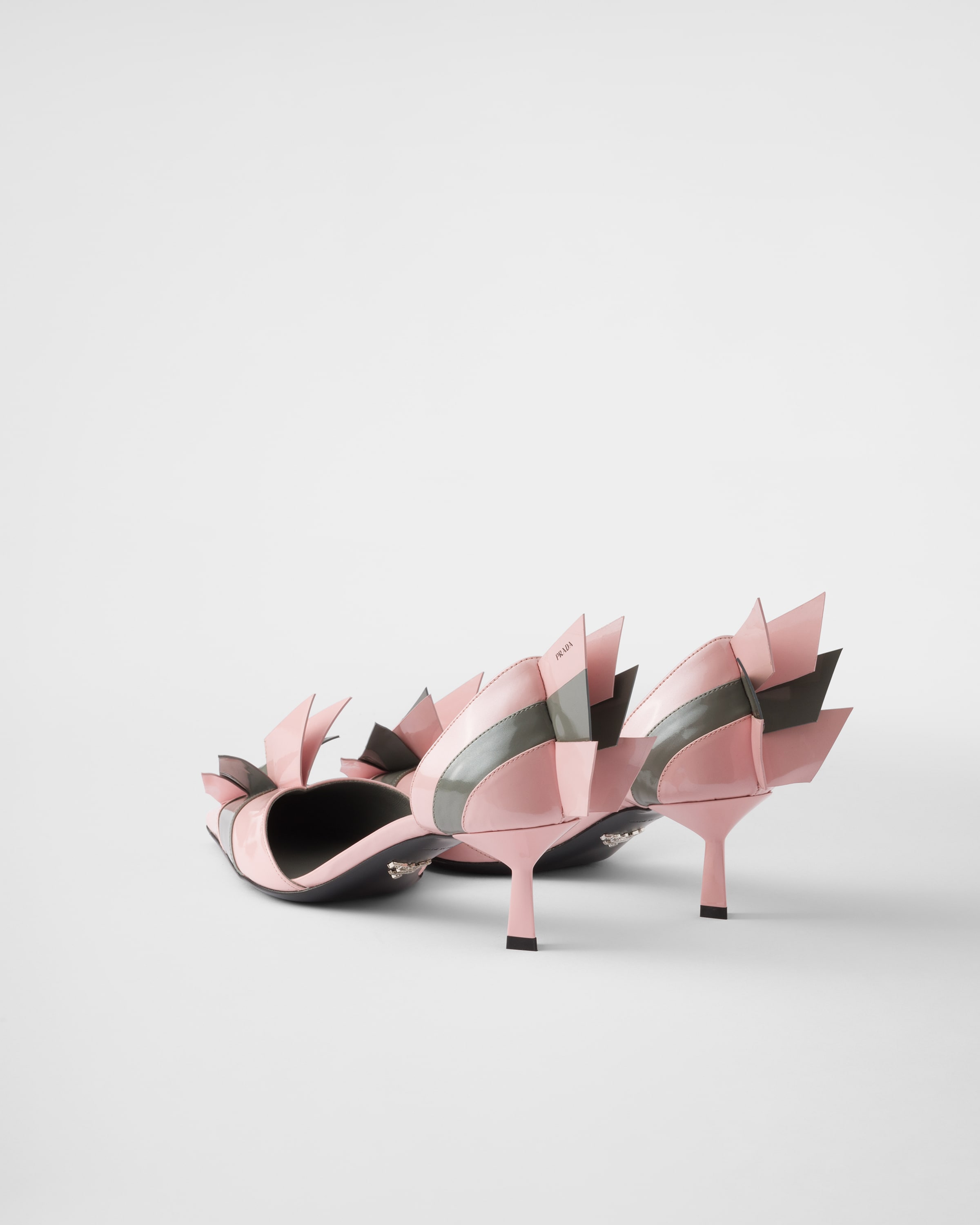 Prada Heel Pumps With Geometric Accents And Strappy Design In Pink