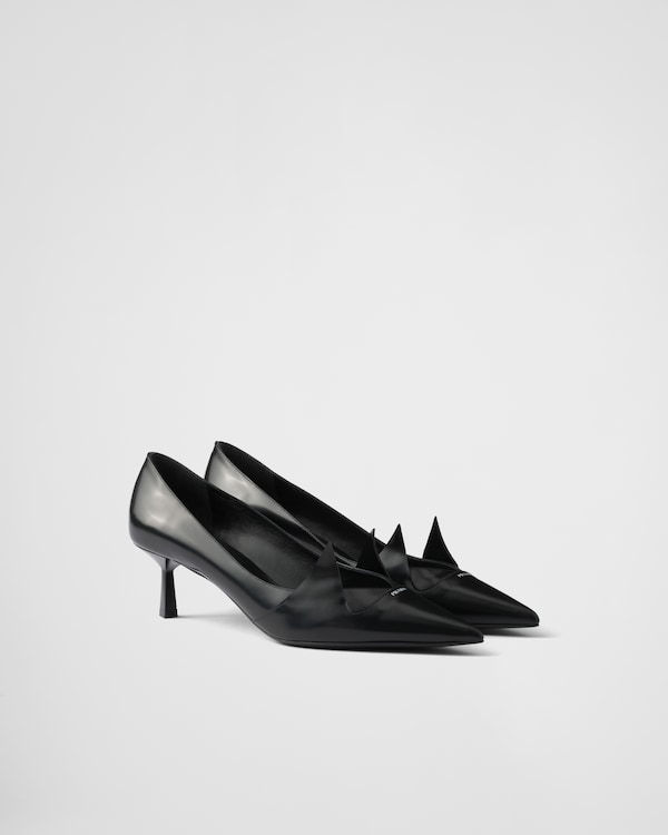 Black/White Two-tone brushed leather pumps | PRADA