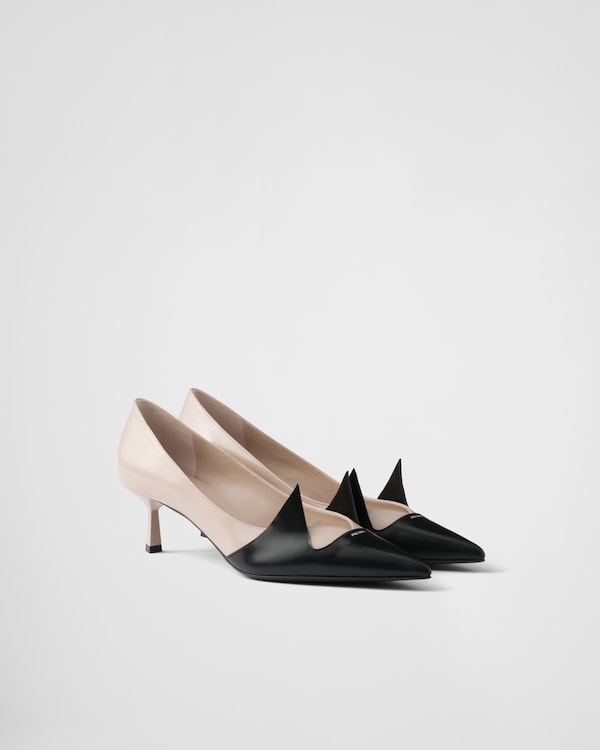 パンプス PRADA PATENT LEATHER PUMPS IN ORCHID/STEEL Orchid/steel Two-tone Patent Leather D'orsay Pumps | PRADA