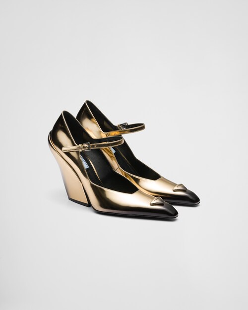 ゴールド ブラッシュドレザー パンプス | Prada