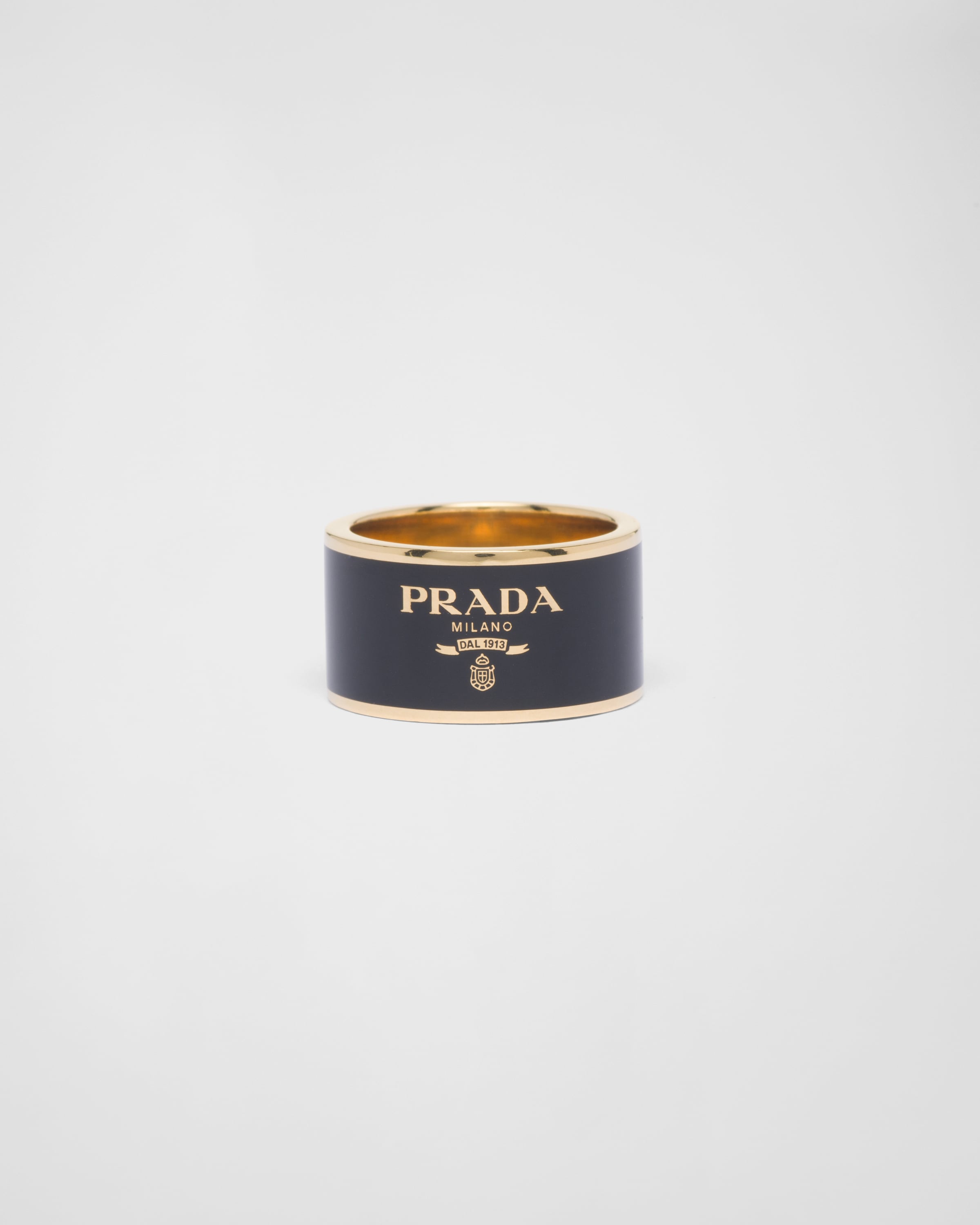 Prada Metal Ring In Black/gold