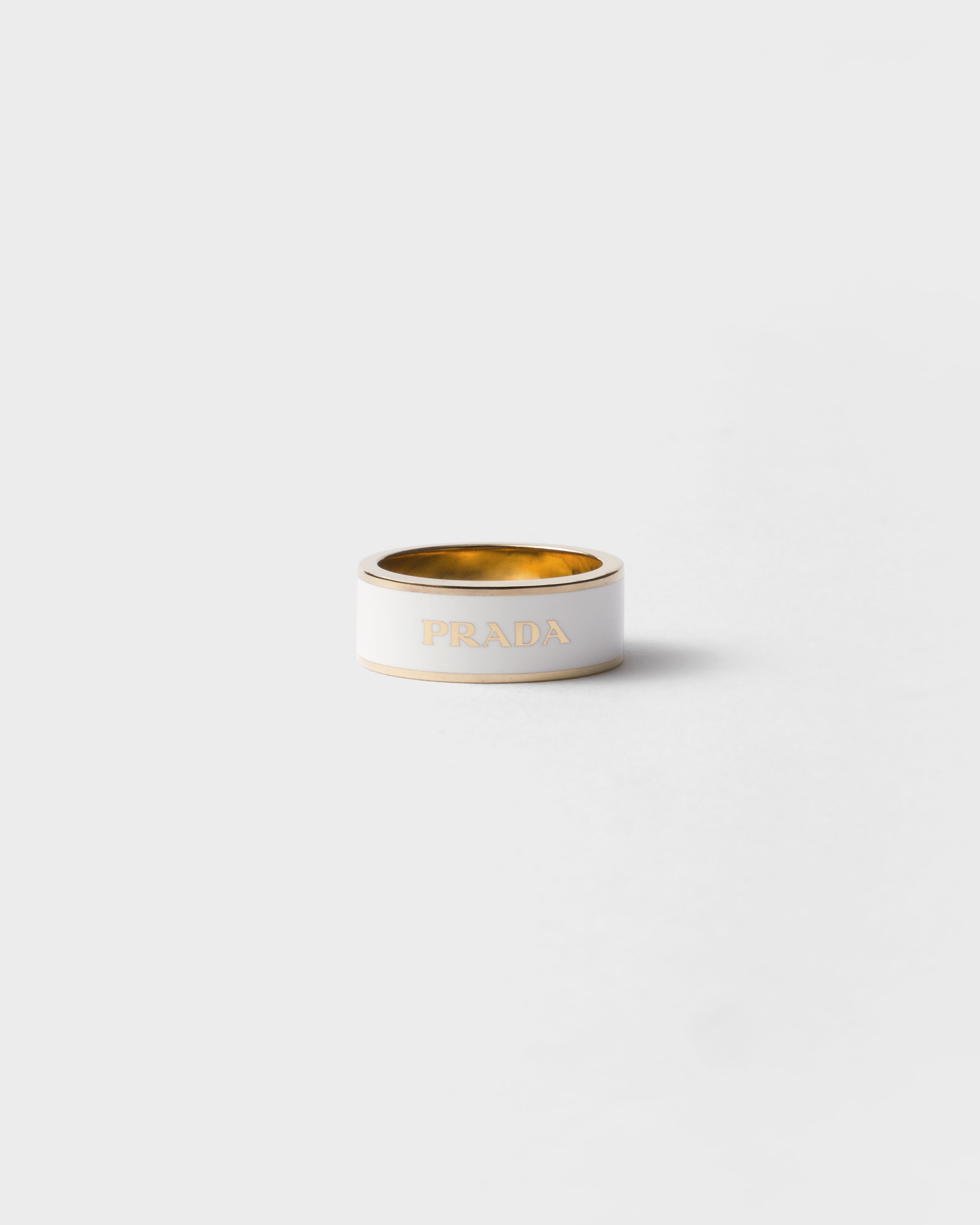 White/gold Enameled Metal Ring | PRADA - United States
