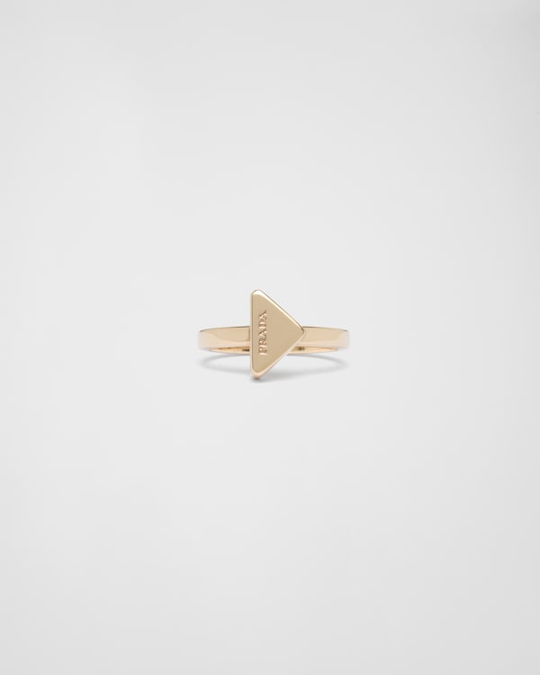PRADA】Enameled metal ring メタル リング ロゴ 黒 ゴールド