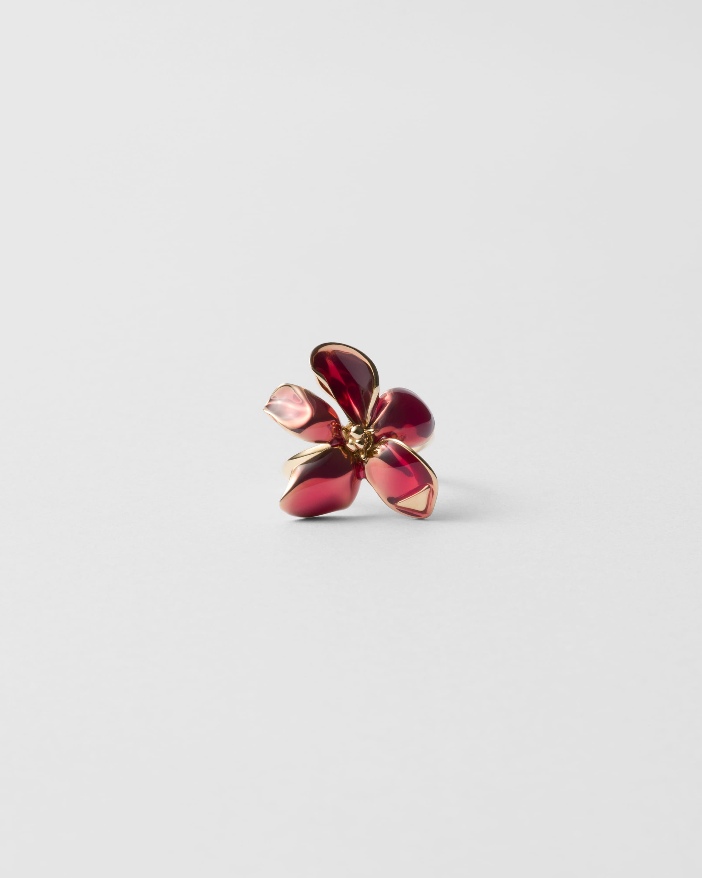 Prada Enameled Metal Ring In Petal Pink