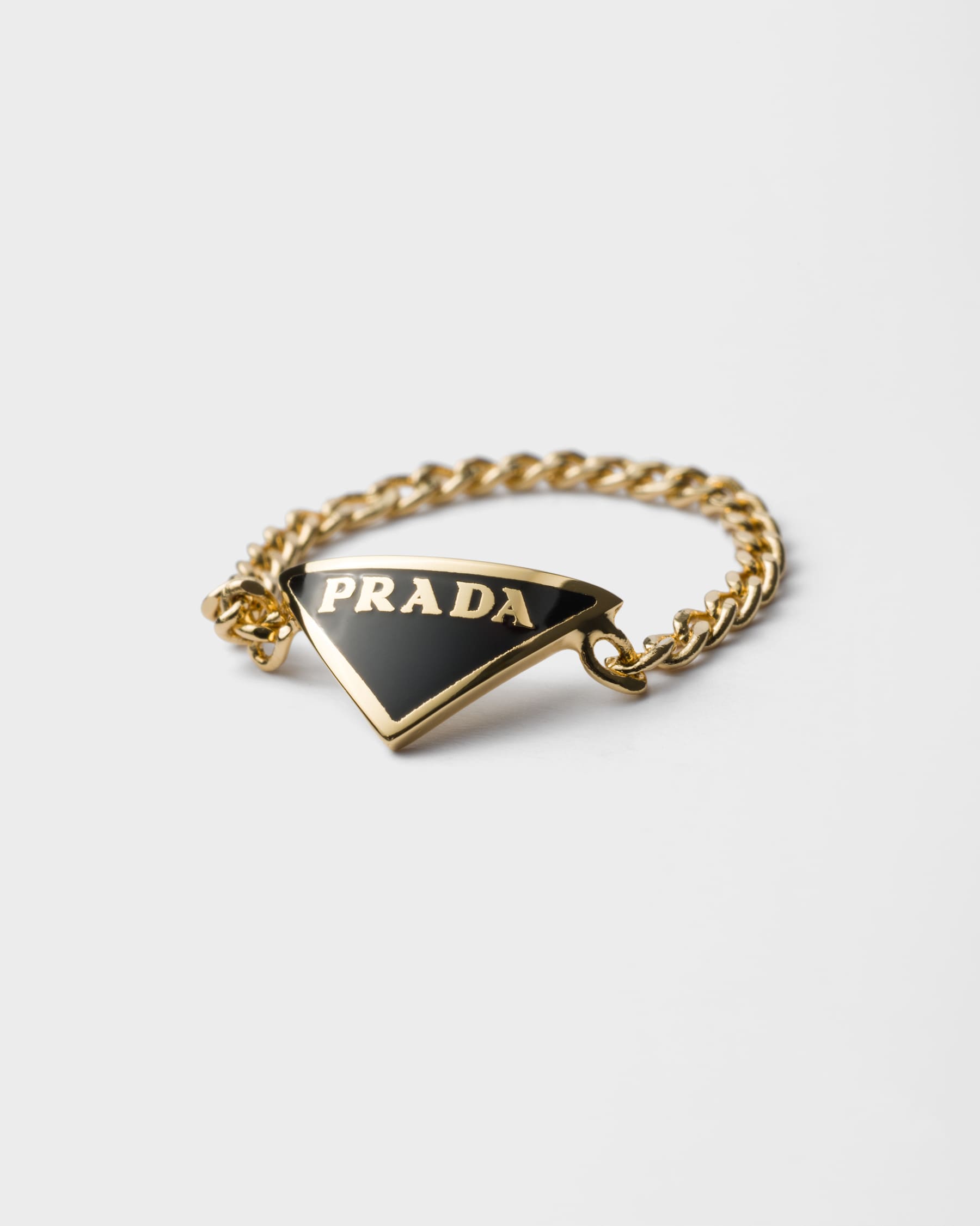 Promise Rings Prada Gold/black Enameled Metal Ring | PRADA - Australia