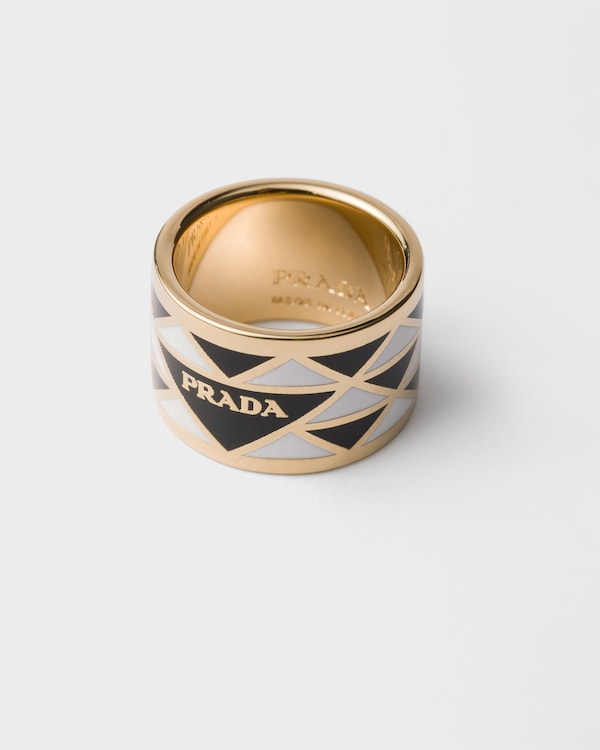 Enameled metal ring - Black/White Enameled metal ring - Black/White