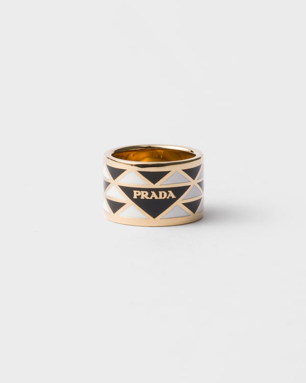 Enameled metal ring - Black/White Enameled metal ring - Black/White