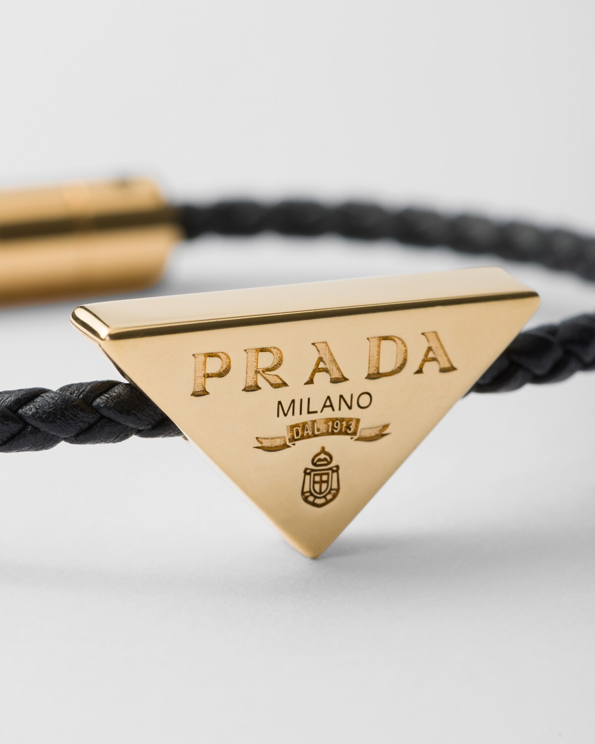 Black Braided Nappa Leather Bracelet | PRADA