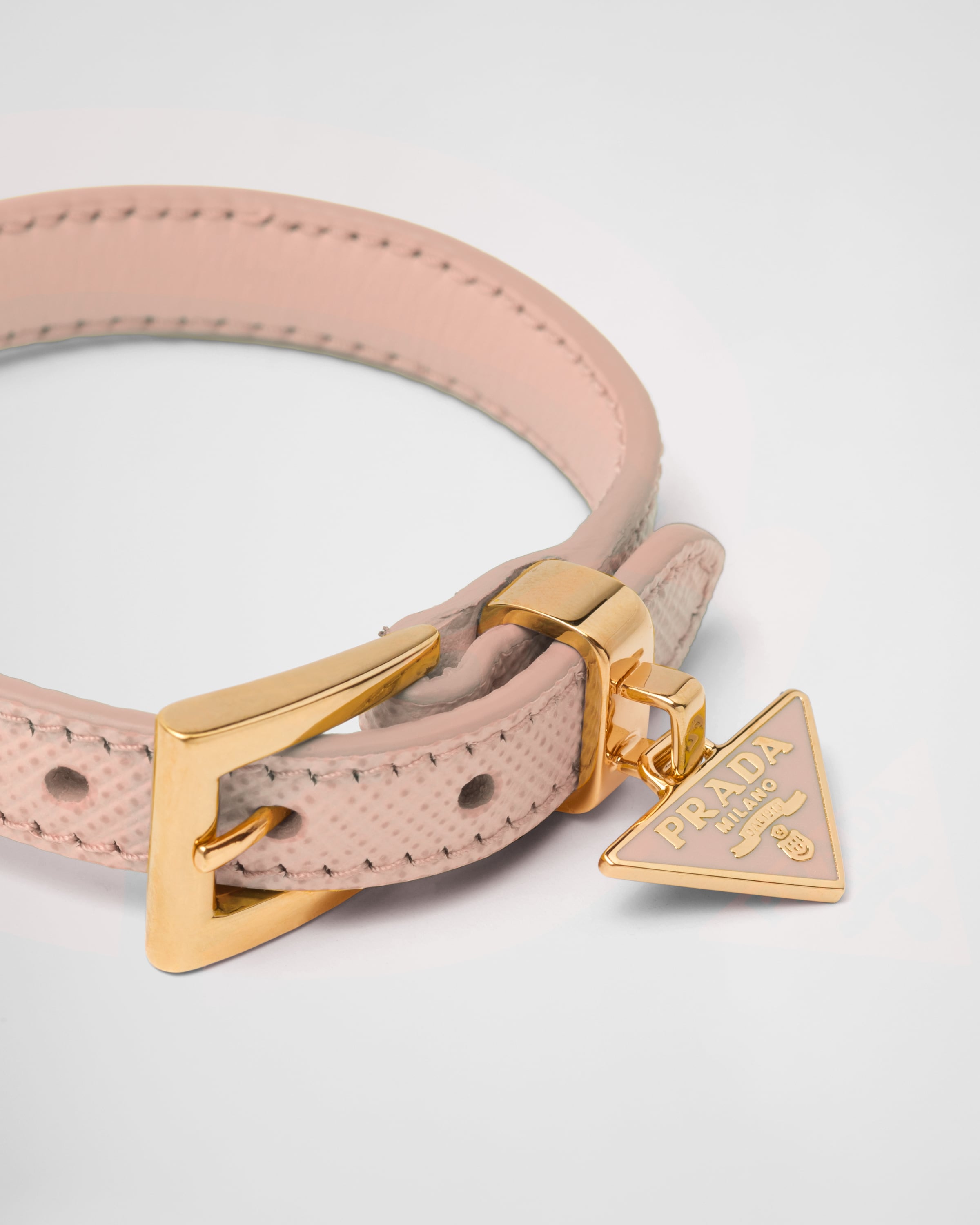 Powder Pink Saffiano Leather Bracelet PRADA