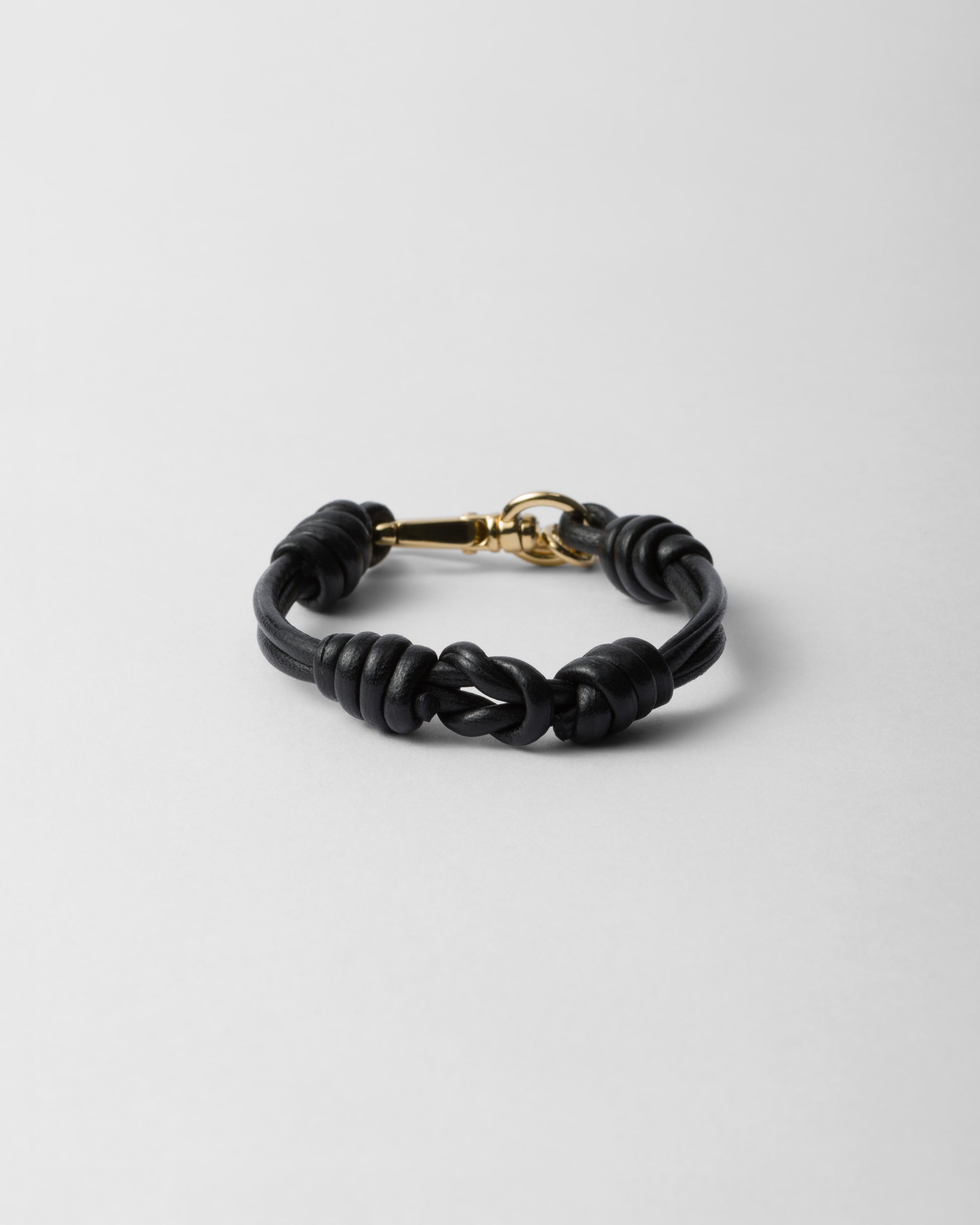 Shop Prada Nappa Leather Bracelet In Black