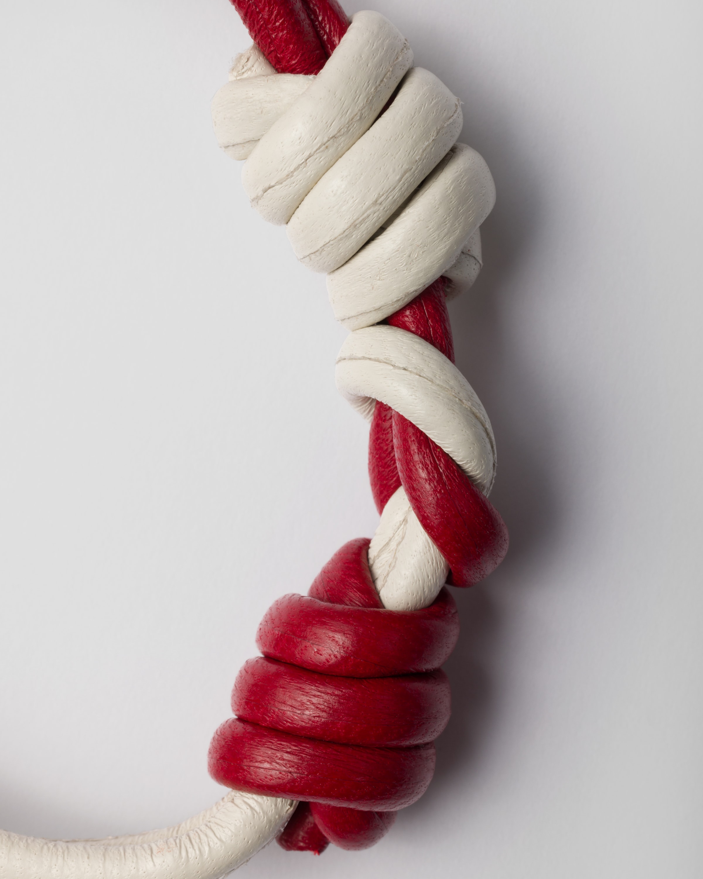 Prada Braided Nappa Leather Bracelet In Fiery Red/white