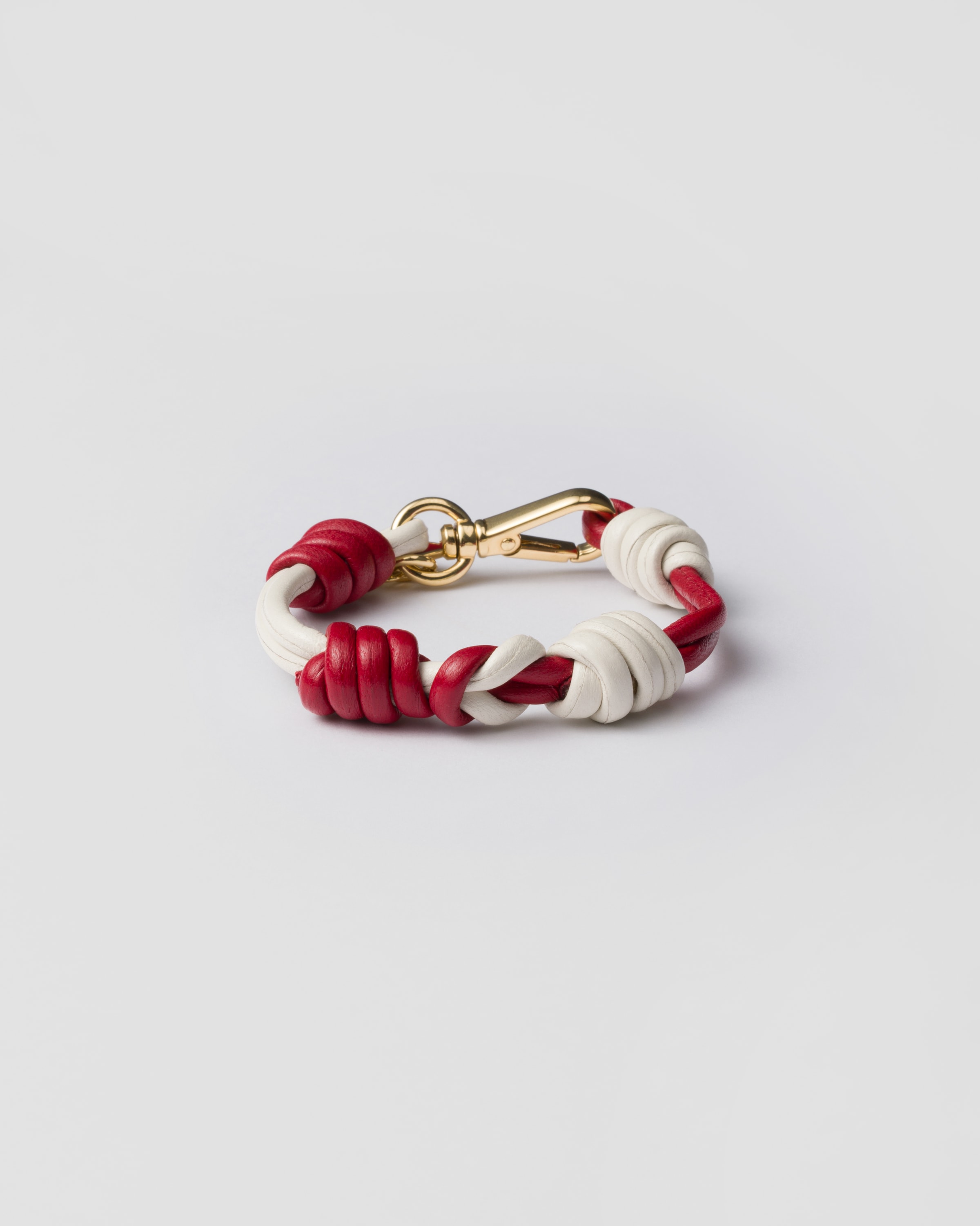 Prada Braided Nappa Leather Bracelet In Fiery Red/white