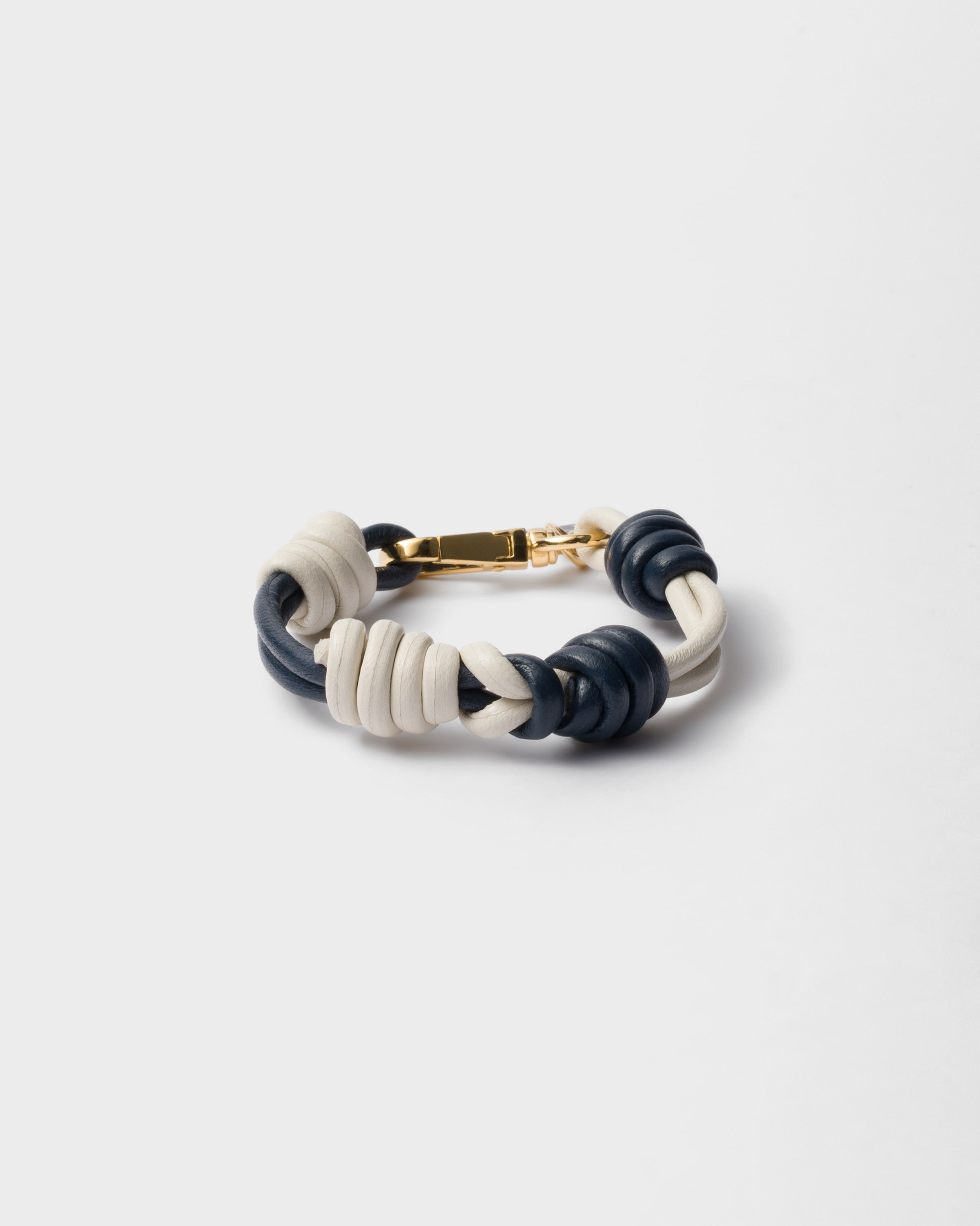 超特価SALE開催！ ネイビー/ホワイト PRADA | ブレスレット ナッパレザー ブレイド アクセサリー