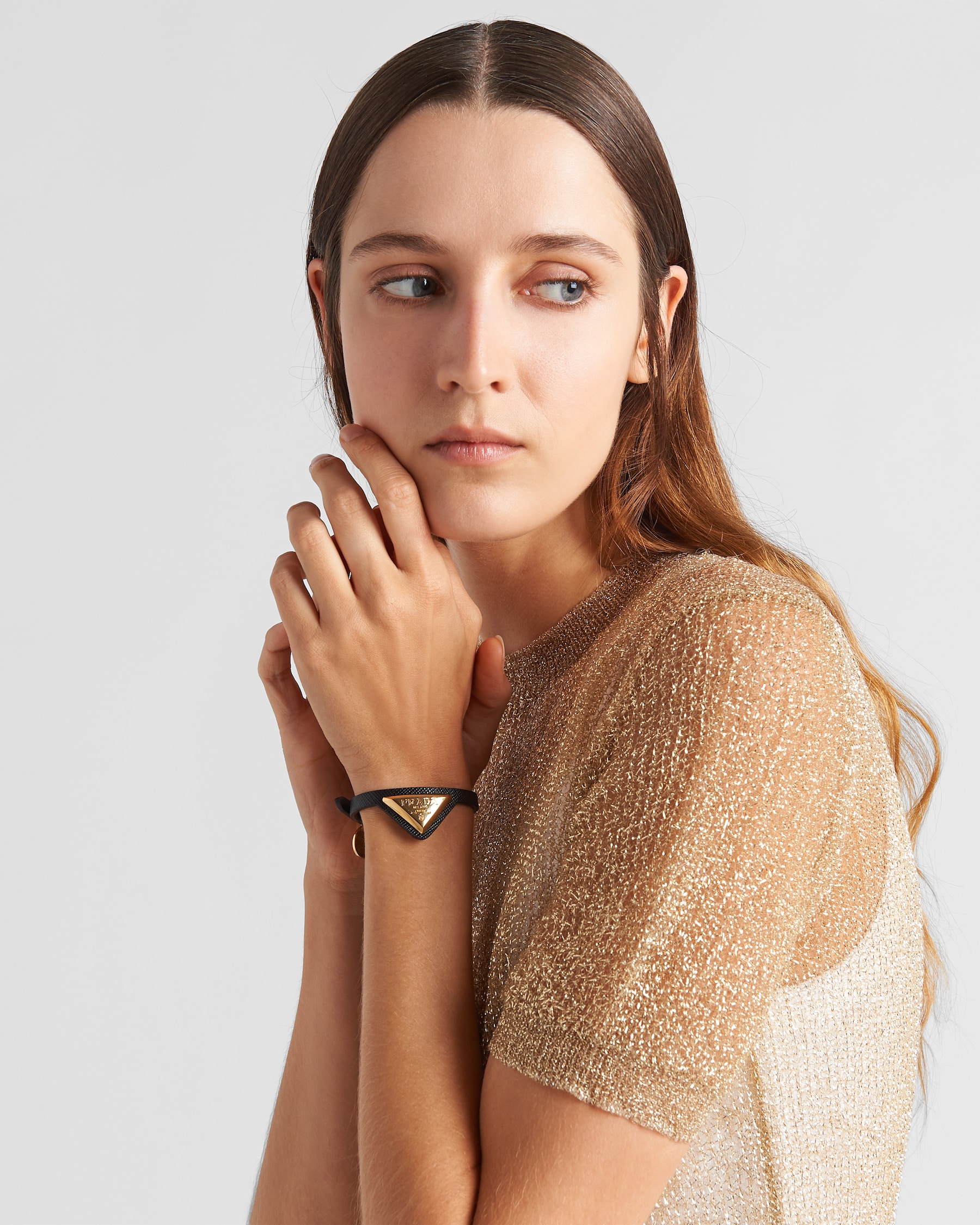 Black Saffiano Leather And Metal Bracelet PRADA black-saffiano-leather-and-metal-bracelet-prada