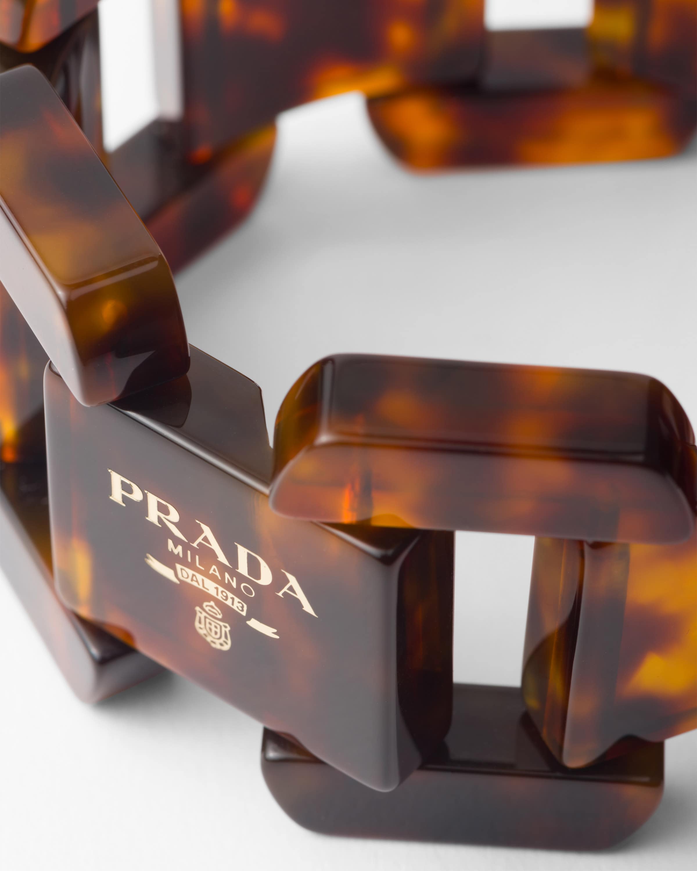 Shop Prada Plexiglas Bracelet In Honey/tortoiseshell