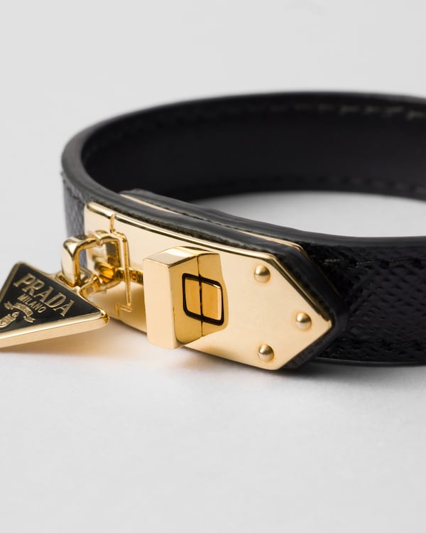 Bracelet en cuir Saffiano - Noir Bracelet en cuir Saffiano - Noir