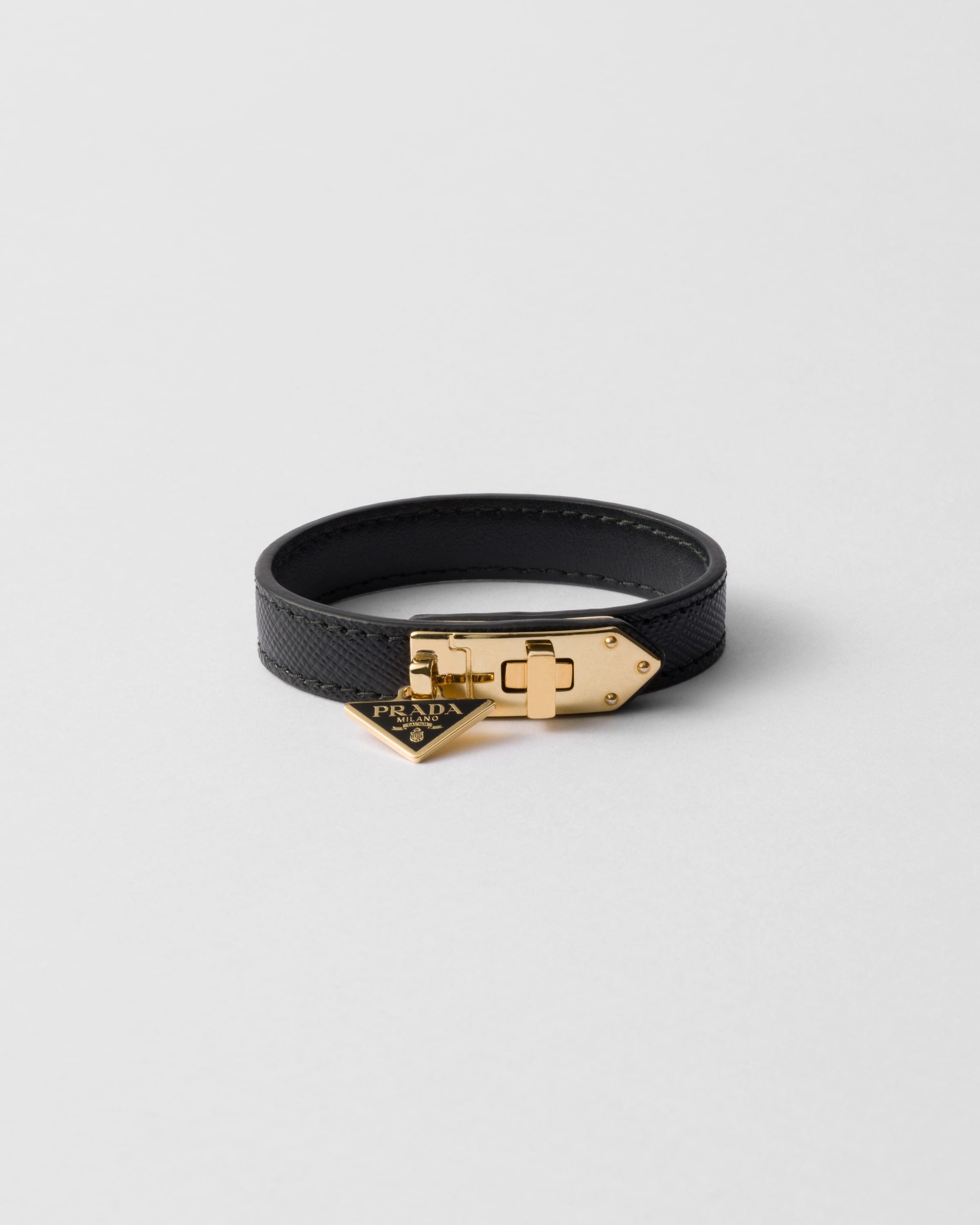 Black Saffiano leather bracelet | PRADA - Luxembourg