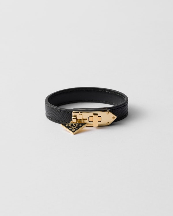 Bracelet en cuir Saffiano - Noir Bracelet en cuir Saffiano - Noir