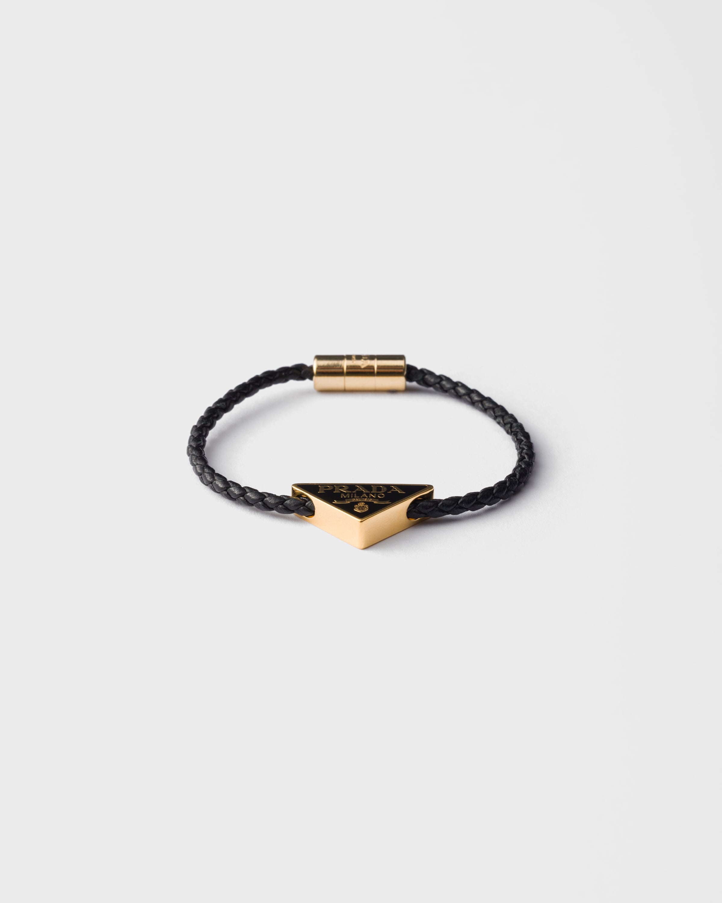 Black Braided Nappa Leather Bracelet | PRADA - Saudi Arabia