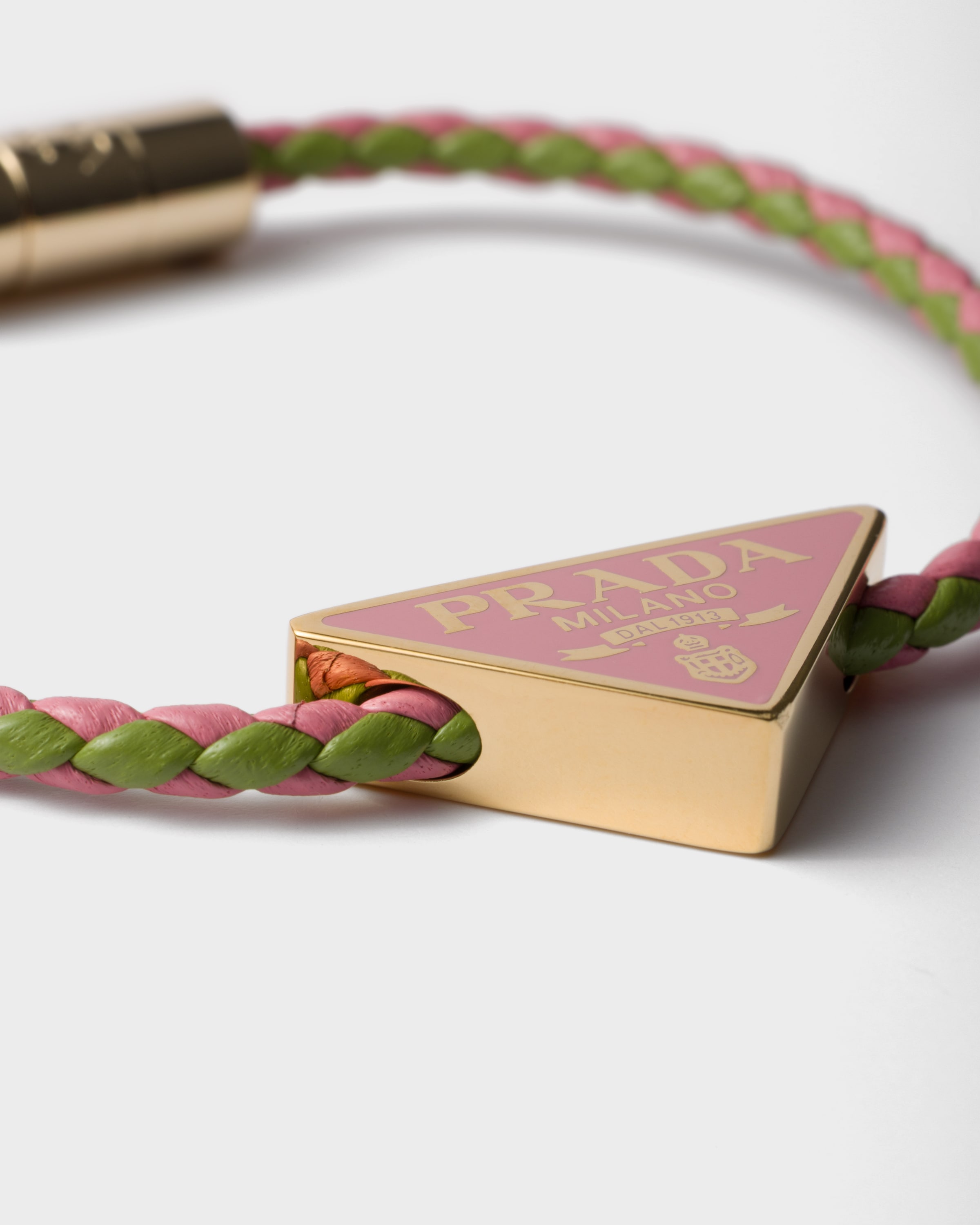 Prada Logo Bracelet In Blütenrosa/wiesengrün